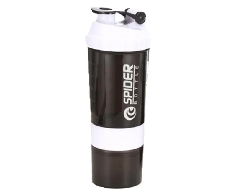 Protein shaker Bottle With 3 Layers - Black,Green,Purple,Red,White