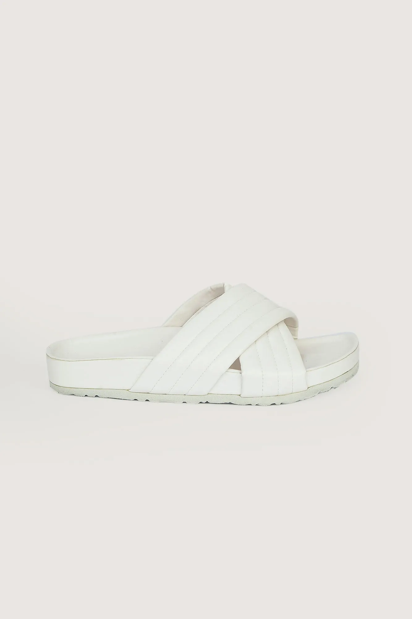 Quilted Criss Cross Round Toe Sliders
