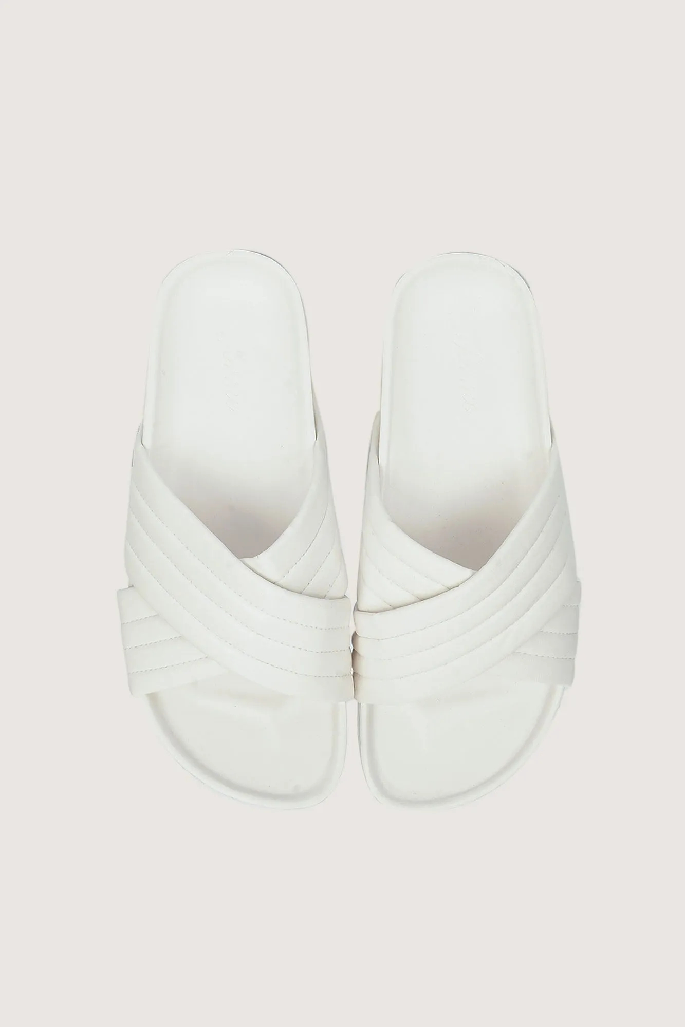 Quilted Criss Cross Round Toe Sliders