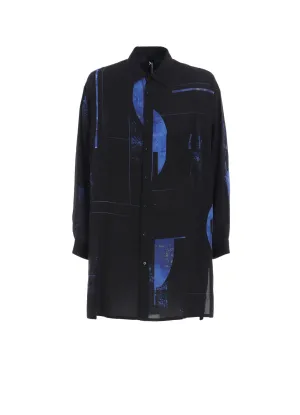 RAYON PRINT DOT PATTERN LONG SHIRT
