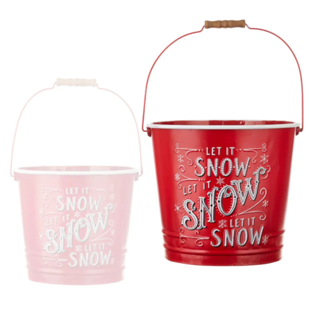 Raz Imports Let It Snow Handled Buckets