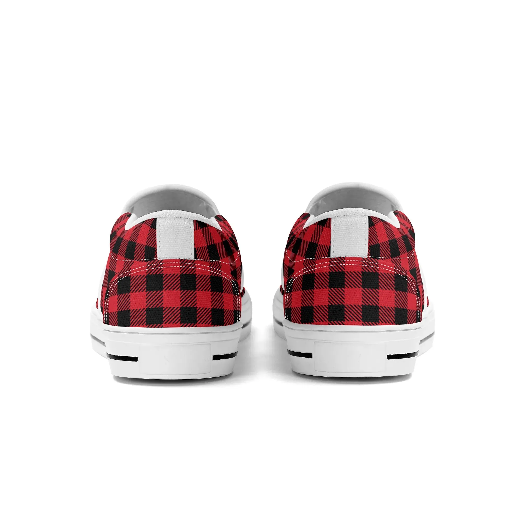 Red Buffalo Plaid Mens Canvas Slip On Shoes