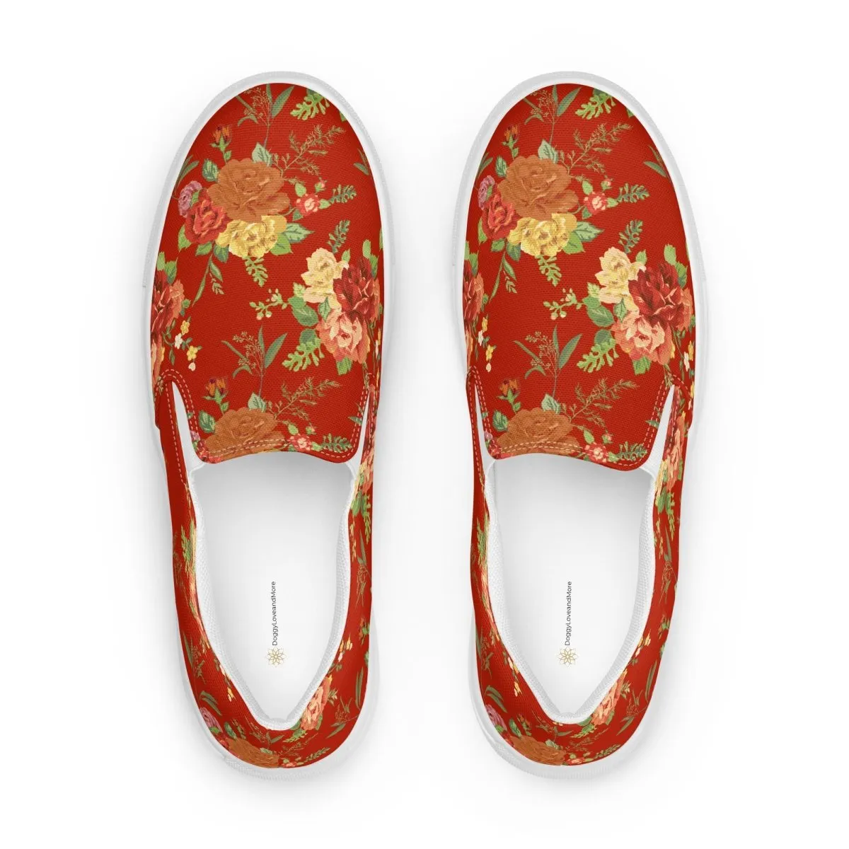 Red Floral Women’s Slip-On Shoes