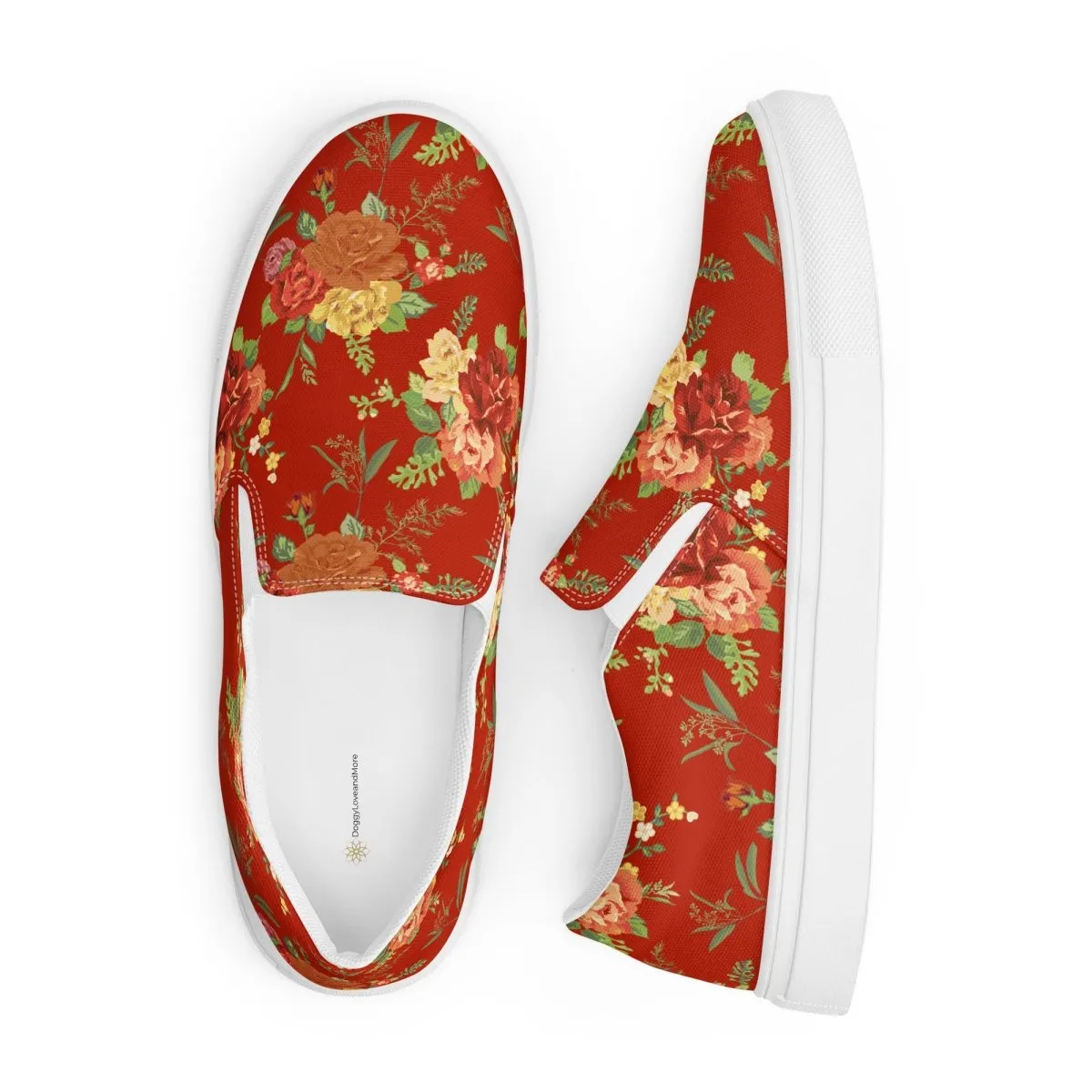 Red Floral Women’s Slip-On Shoes