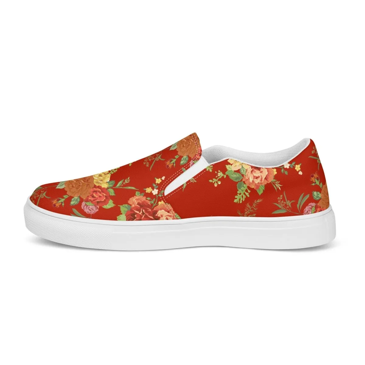 Red Floral Women’s Slip-On Shoes