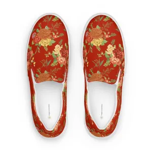 Red Floral Women’s Slip-On Shoes