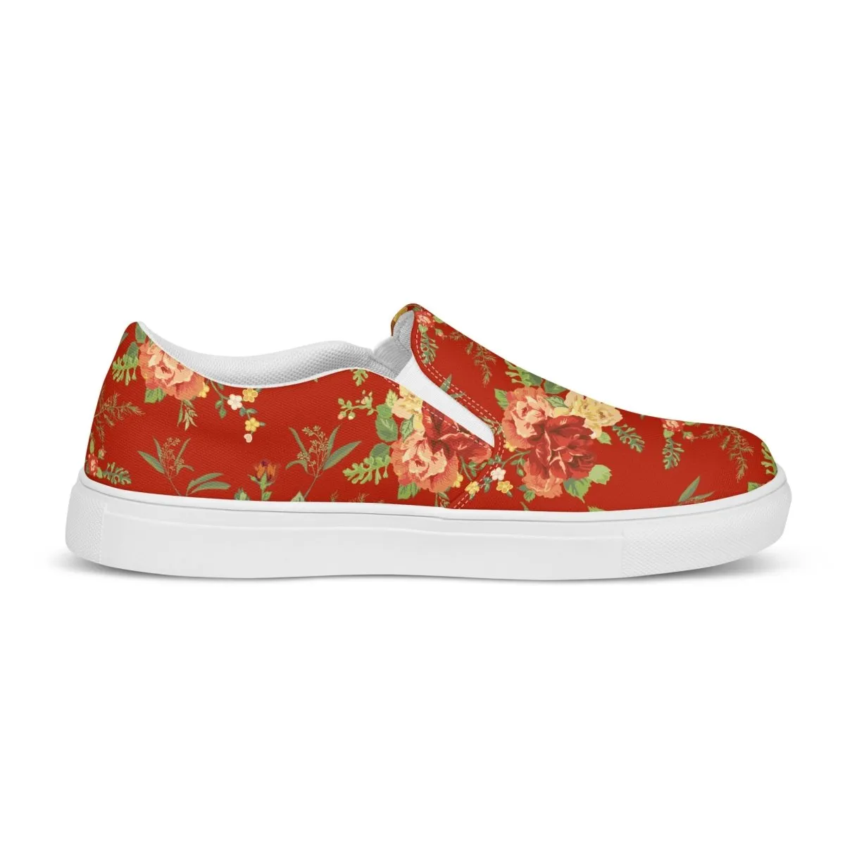 Red Floral Women’s Slip-On Shoes