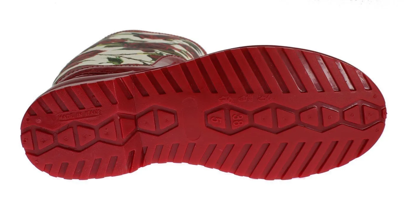 Red Roses Women's Designer Rubber Rain Boots