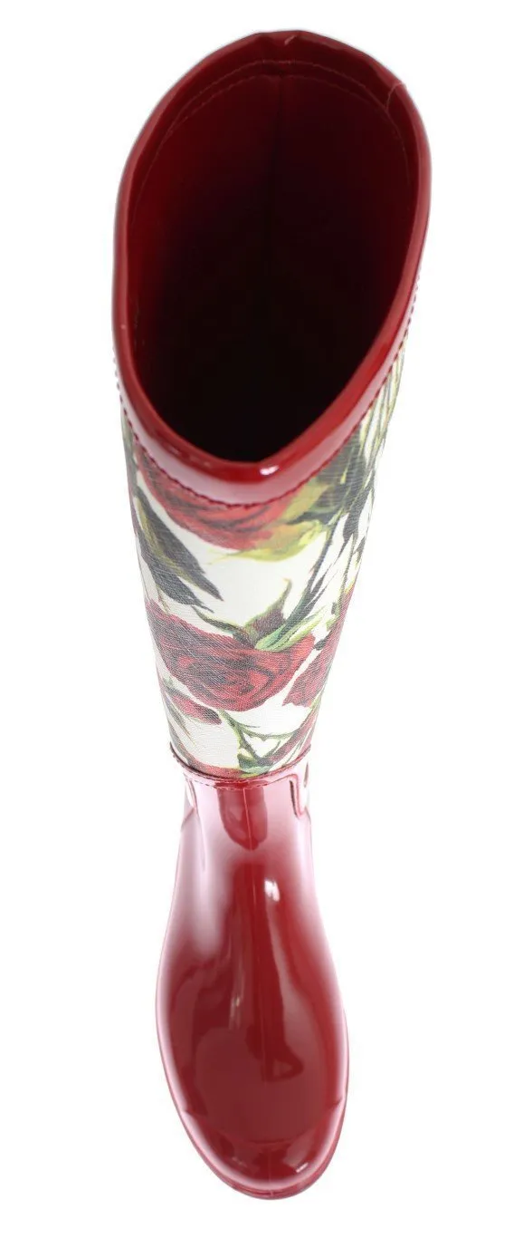 Red Roses Women's Designer Rubber Rain Boots