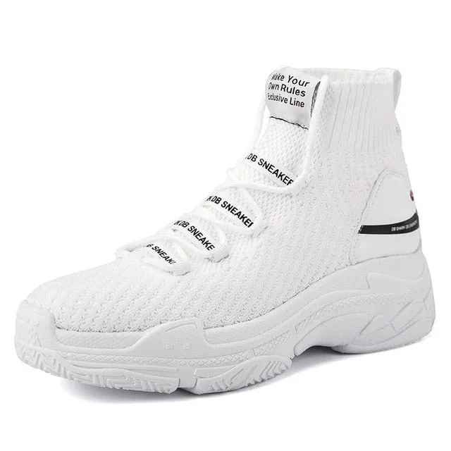 Red Shark Sneakers Women Men High Top Breathable Flat Platform Shoes Women Casual Socks Shoes Chunky Sneakers Men And Women