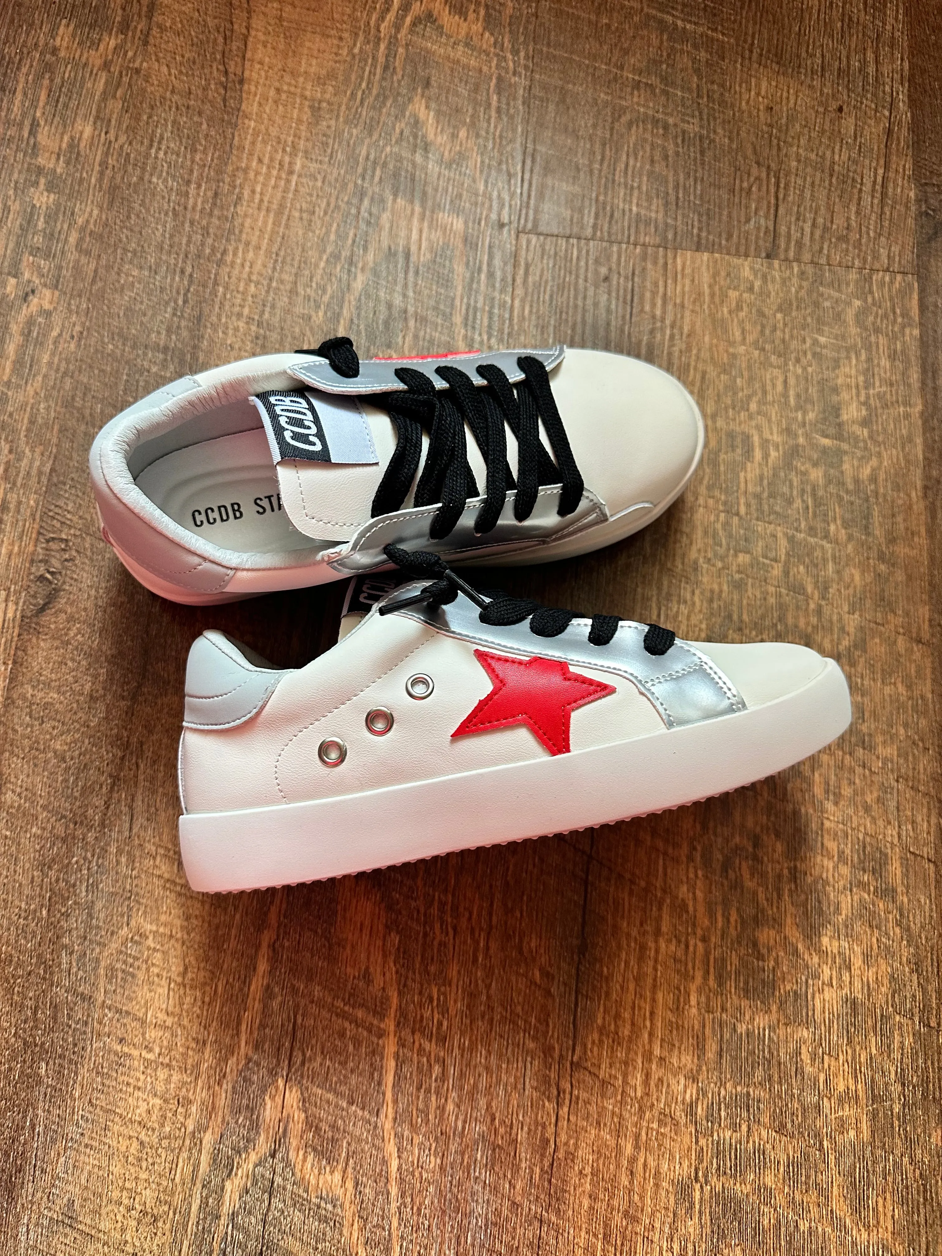 Red Star with Silver Trim Sneakers