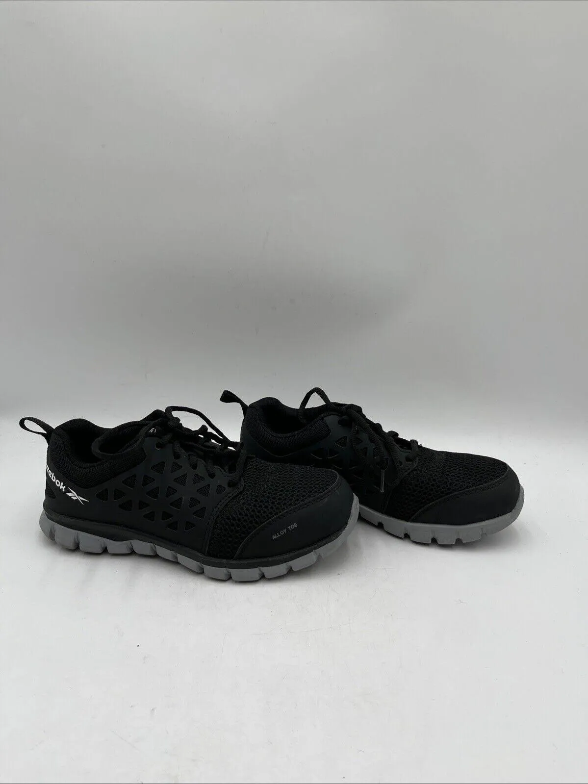 Reebok SUBLITE CUSHION Black Lace Up Alloy Toe Work Shoes Men’s 5/Women’s 7 - Very Good