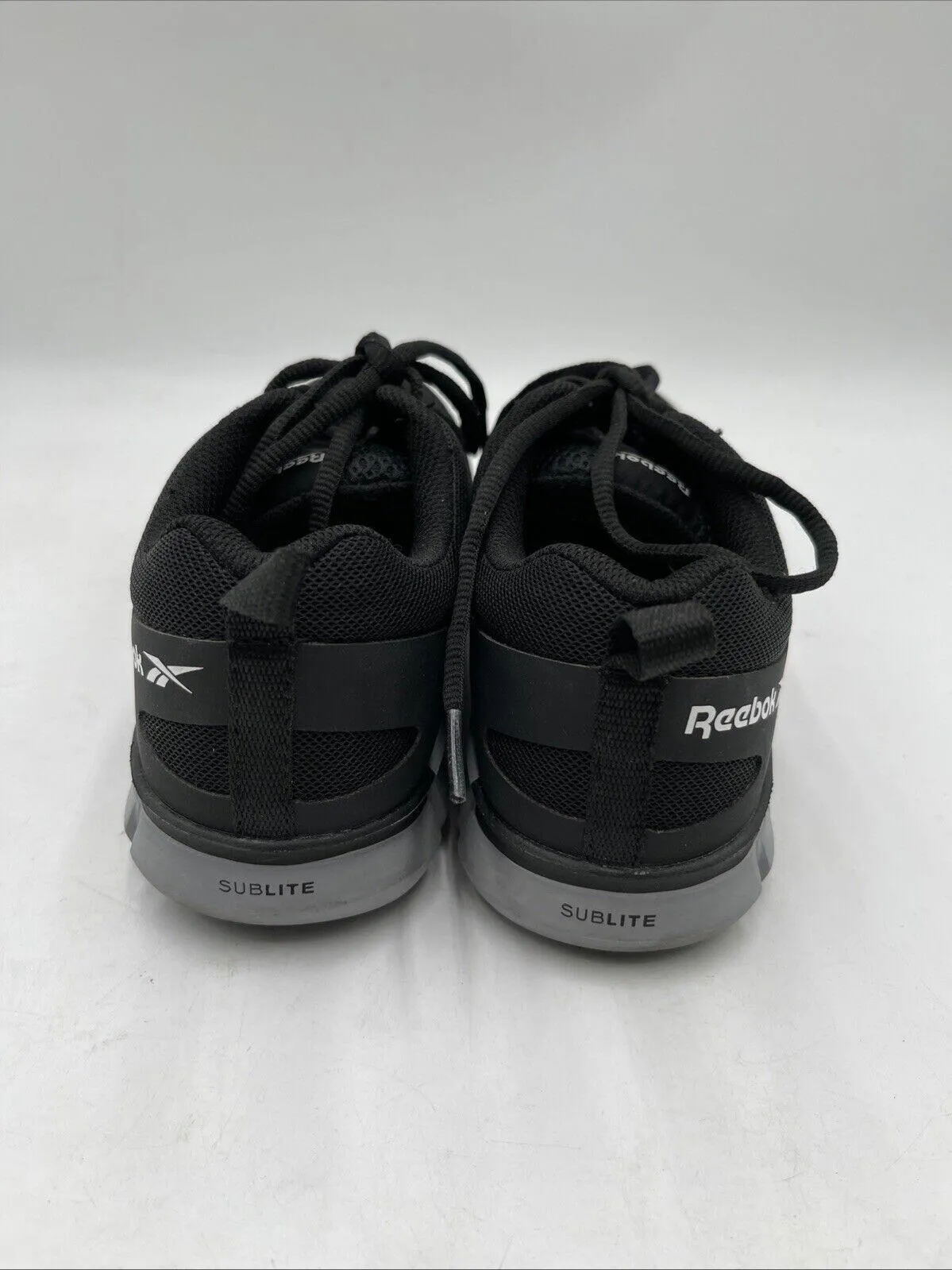 Reebok SUBLITE CUSHION Black Lace Up Alloy Toe Work Shoes Men’s 5/Women’s 7 - Very Good