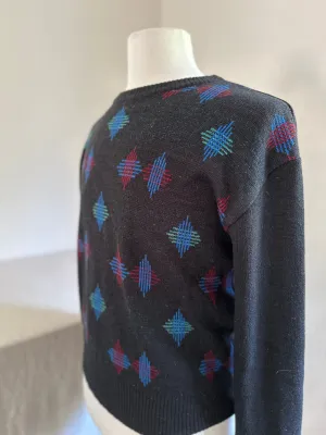 Retro Black Wool Crewneck