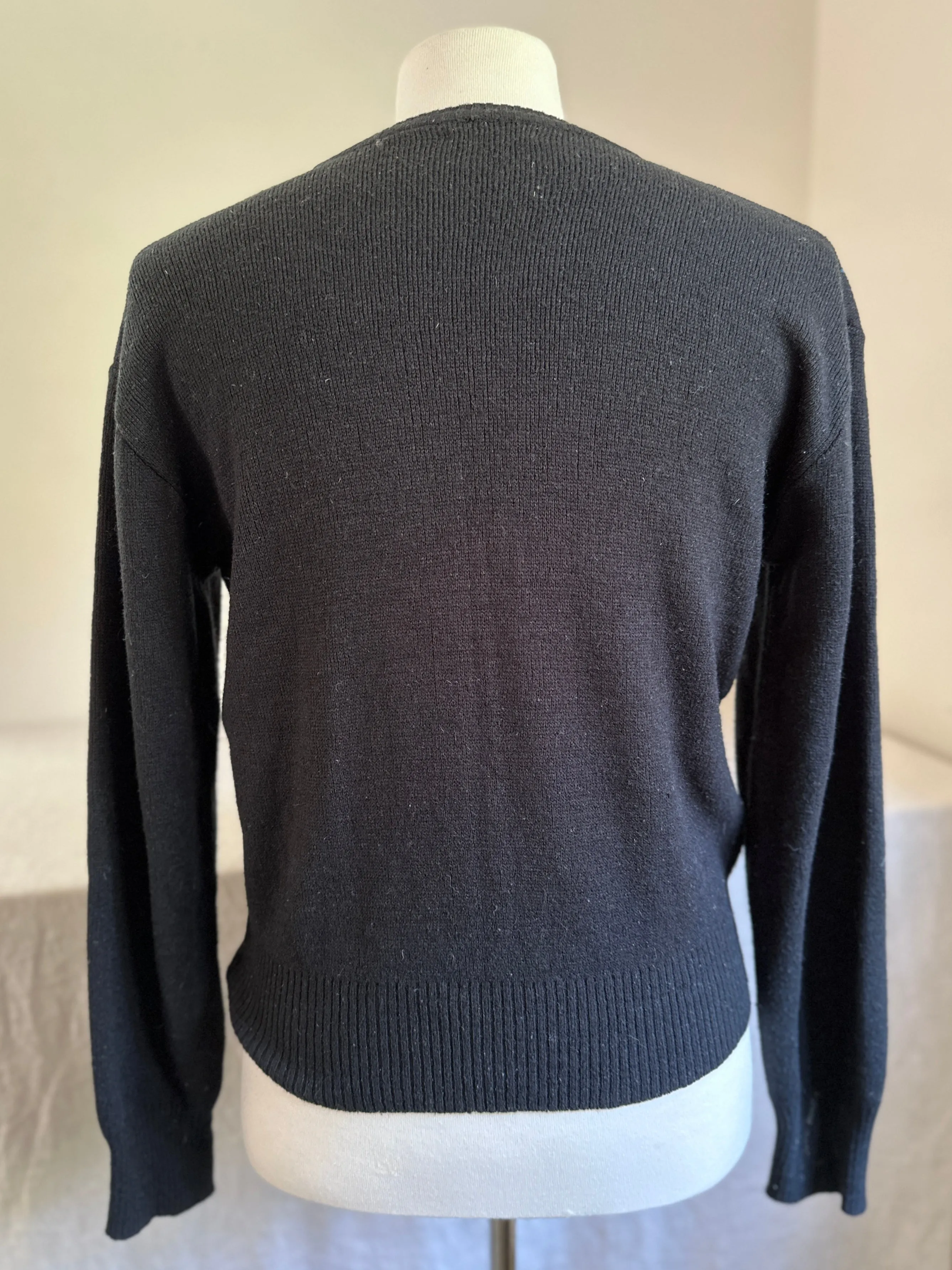 Retro Black Wool Crewneck