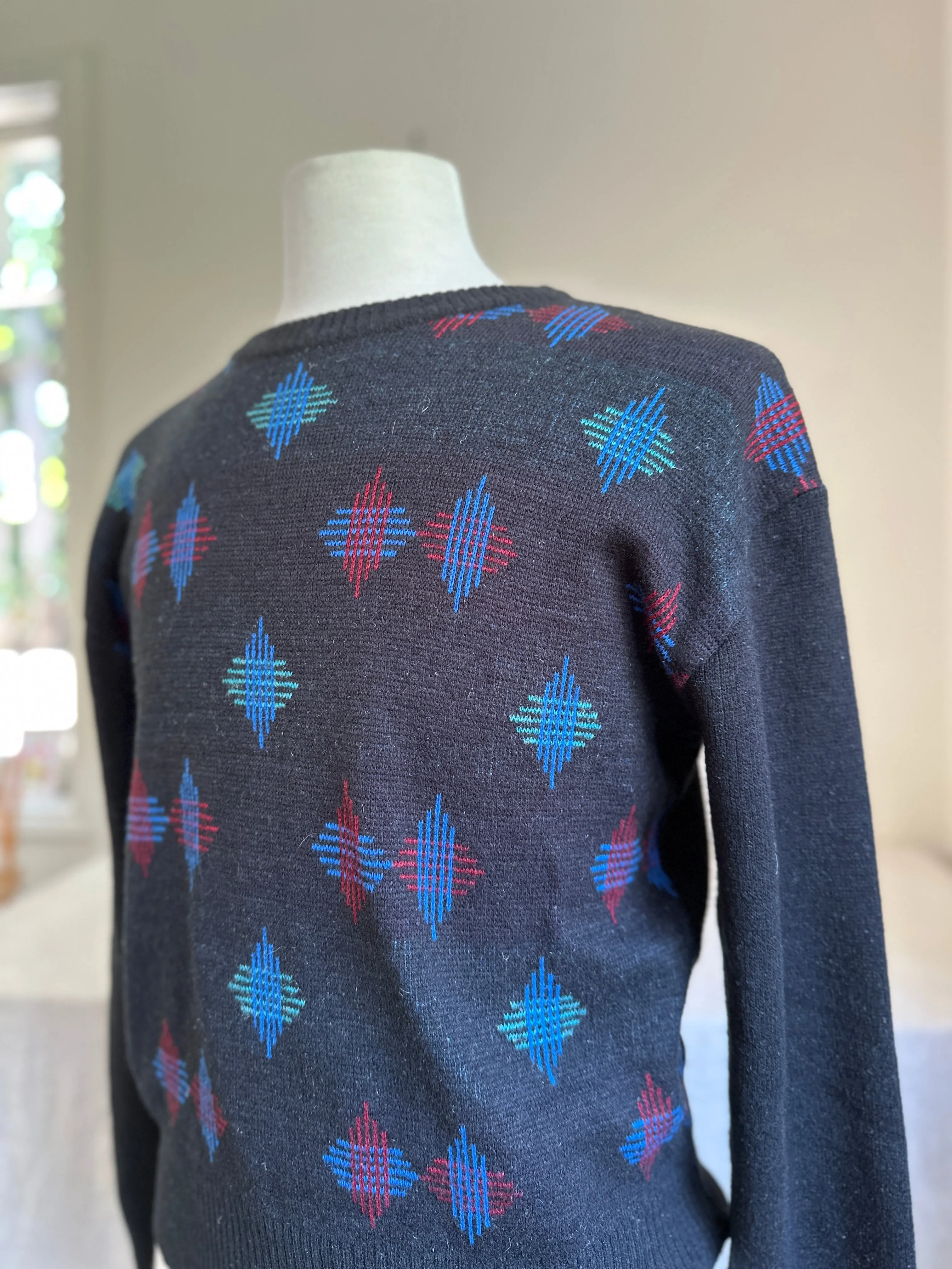 Retro Black Wool Crewneck