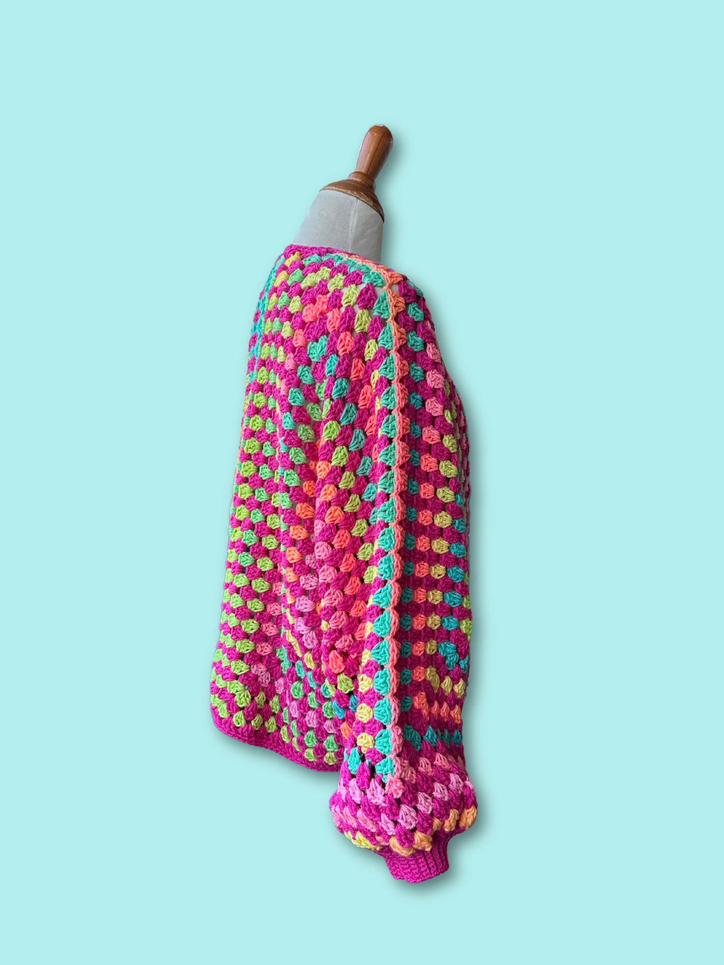 Retro Pink Rainbow Oversized Hexagon Cardigan
