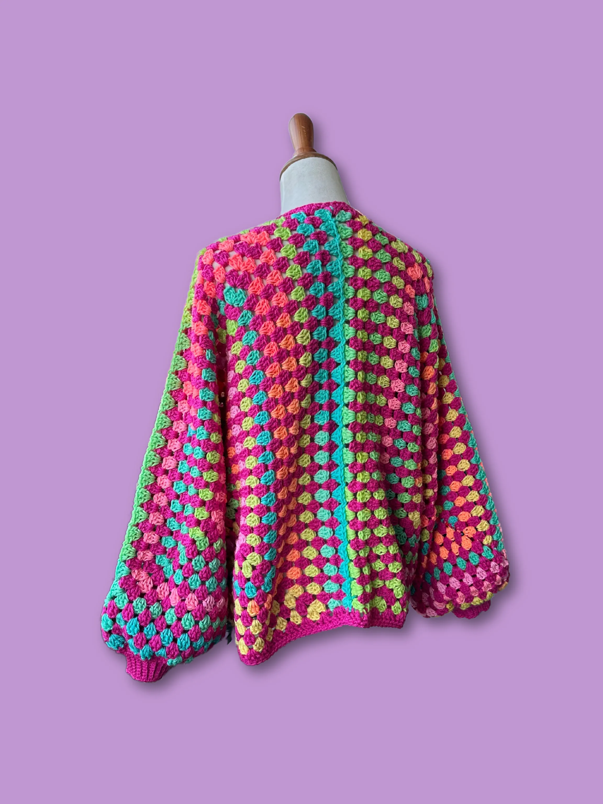 Retro Pink Rainbow Oversized Hexagon Cardigan