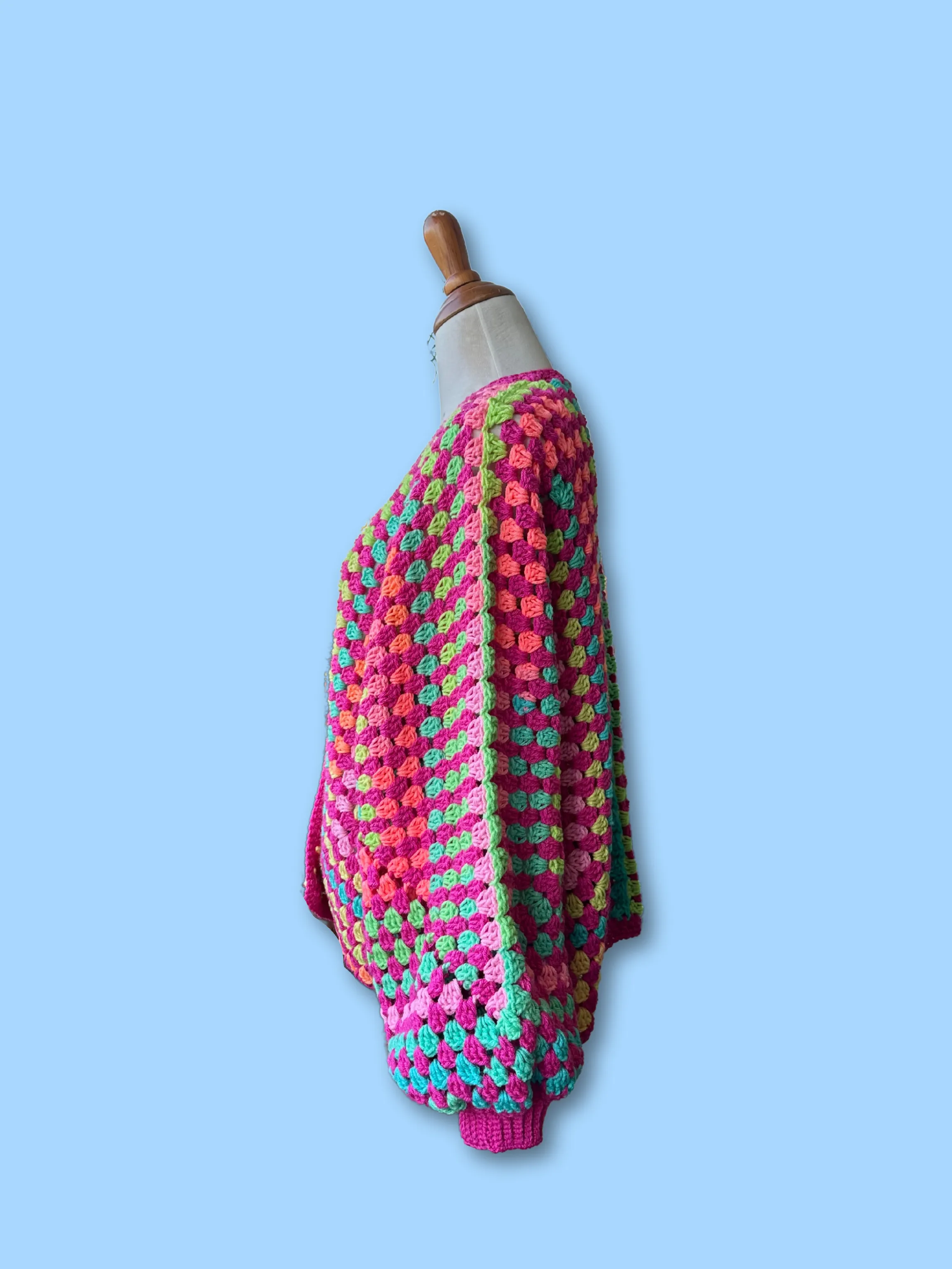 Retro Pink Rainbow Oversized Hexagon Cardigan