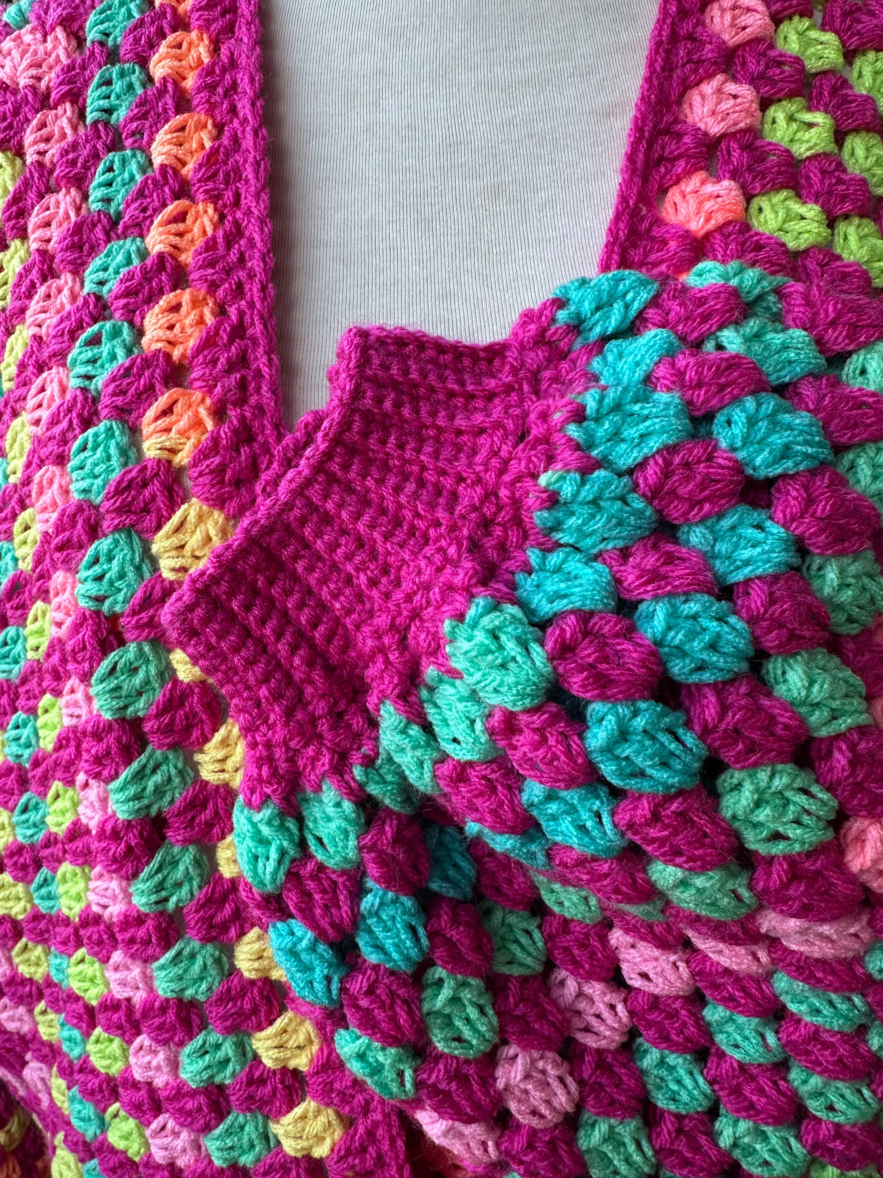Retro Pink Rainbow Oversized Hexagon Cardigan