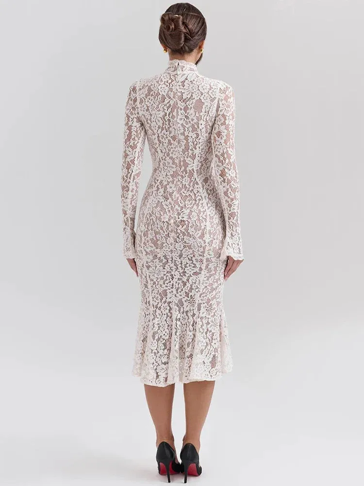 Riley™ - Lace Bodycon with High Neck and High Waist