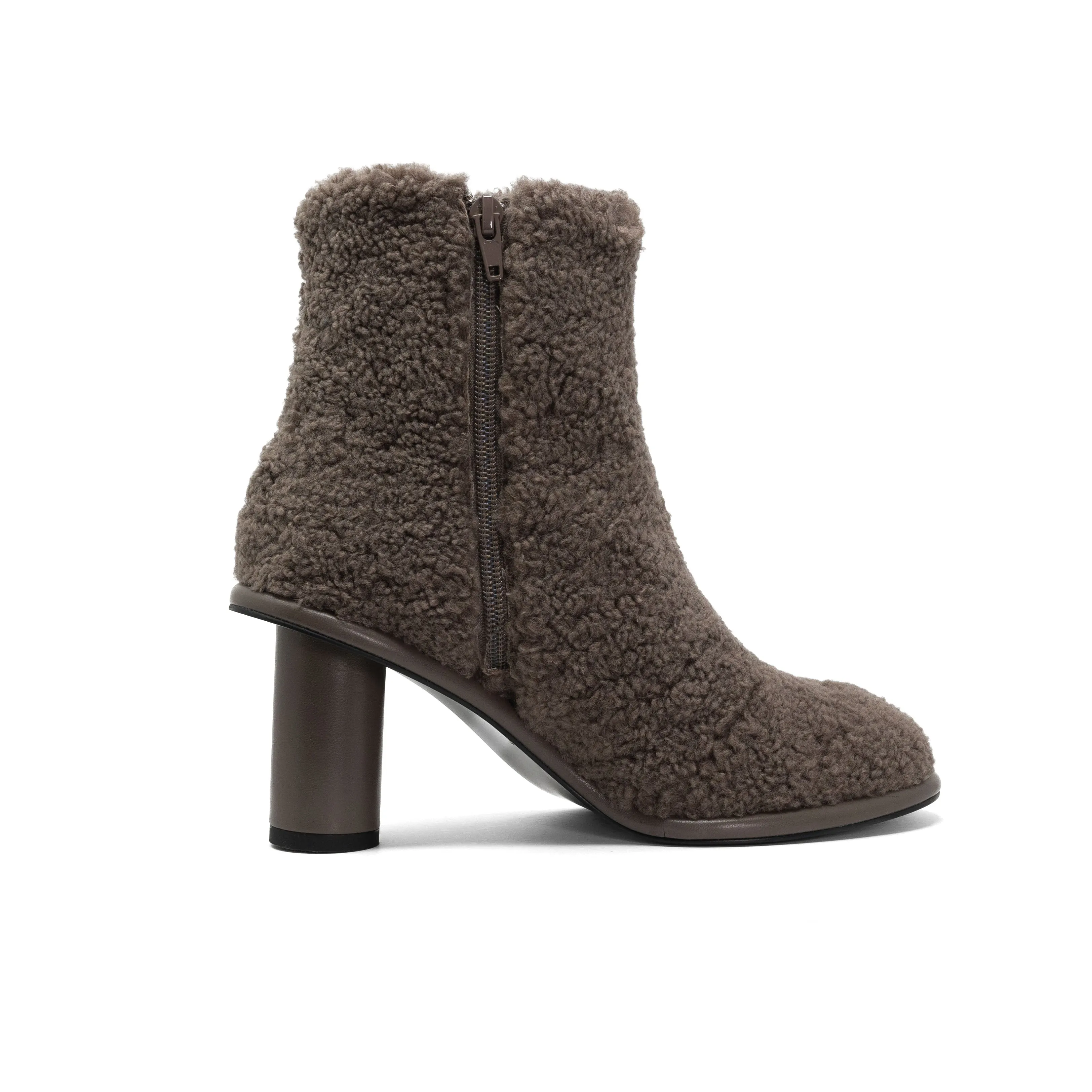 ROAM FUZZY BOOTIE TAUPE FAUX SHEARLING