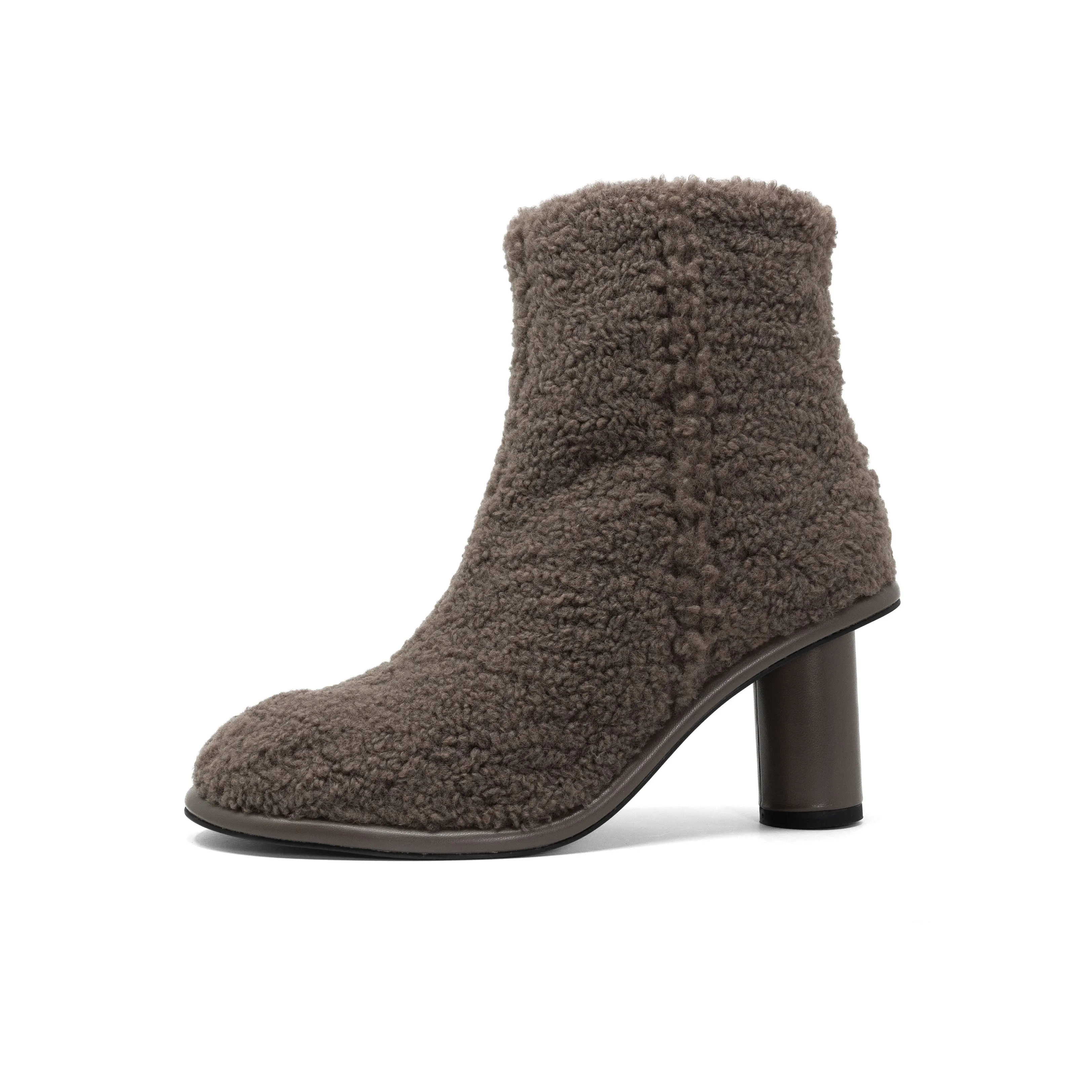 ROAM FUZZY BOOTIE TAUPE FAUX SHEARLING