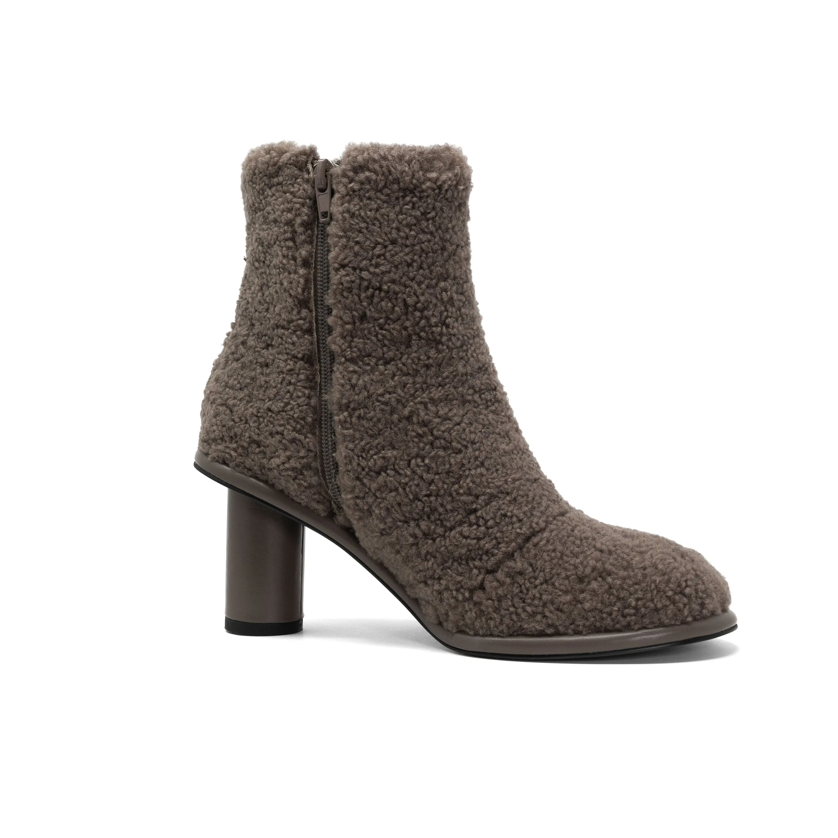 ROAM FUZZY BOOTIE TAUPE FAUX SHEARLING