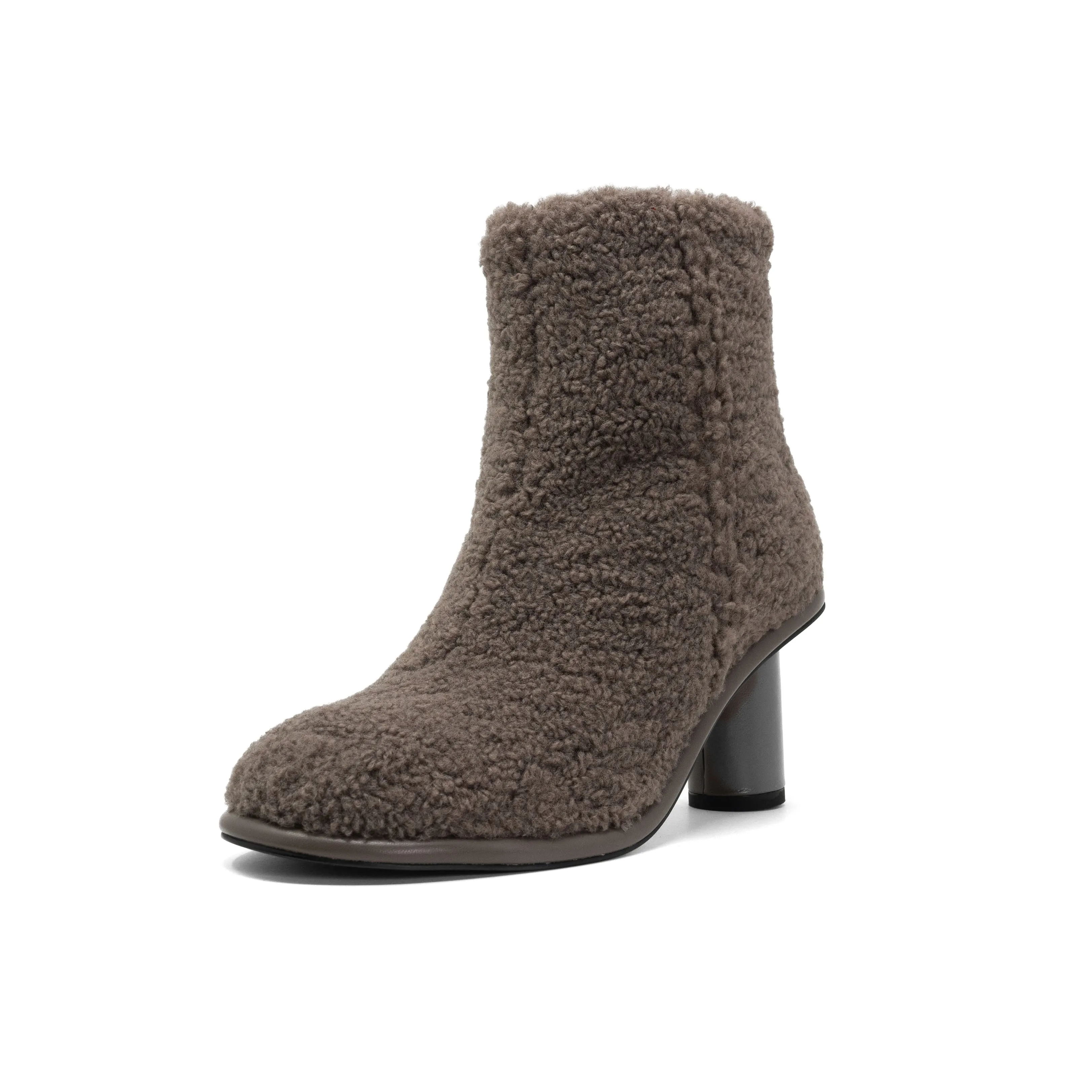 ROAM FUZZY BOOTIE TAUPE FAUX SHEARLING