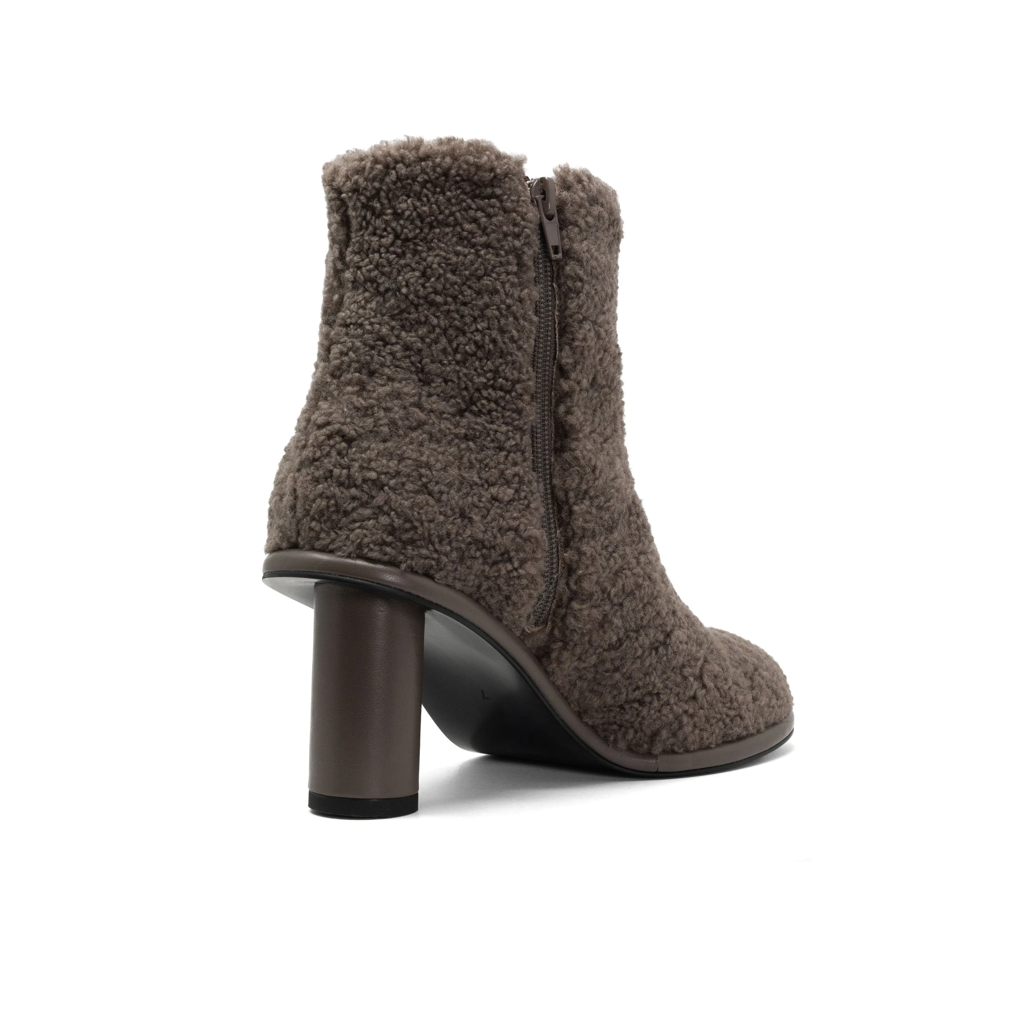 ROAM FUZZY BOOTIE TAUPE FAUX SHEARLING