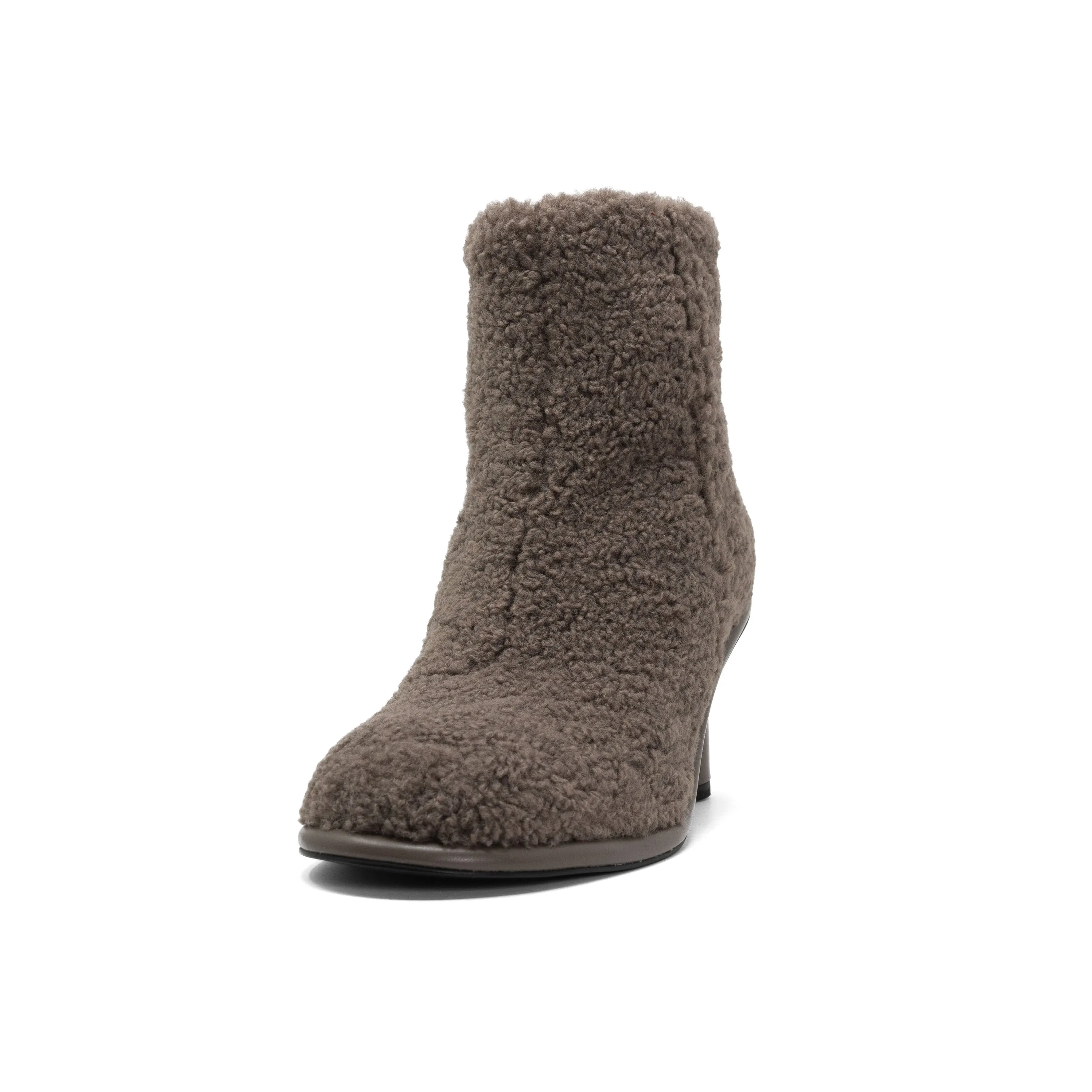 ROAM FUZZY BOOTIE TAUPE FAUX SHEARLING