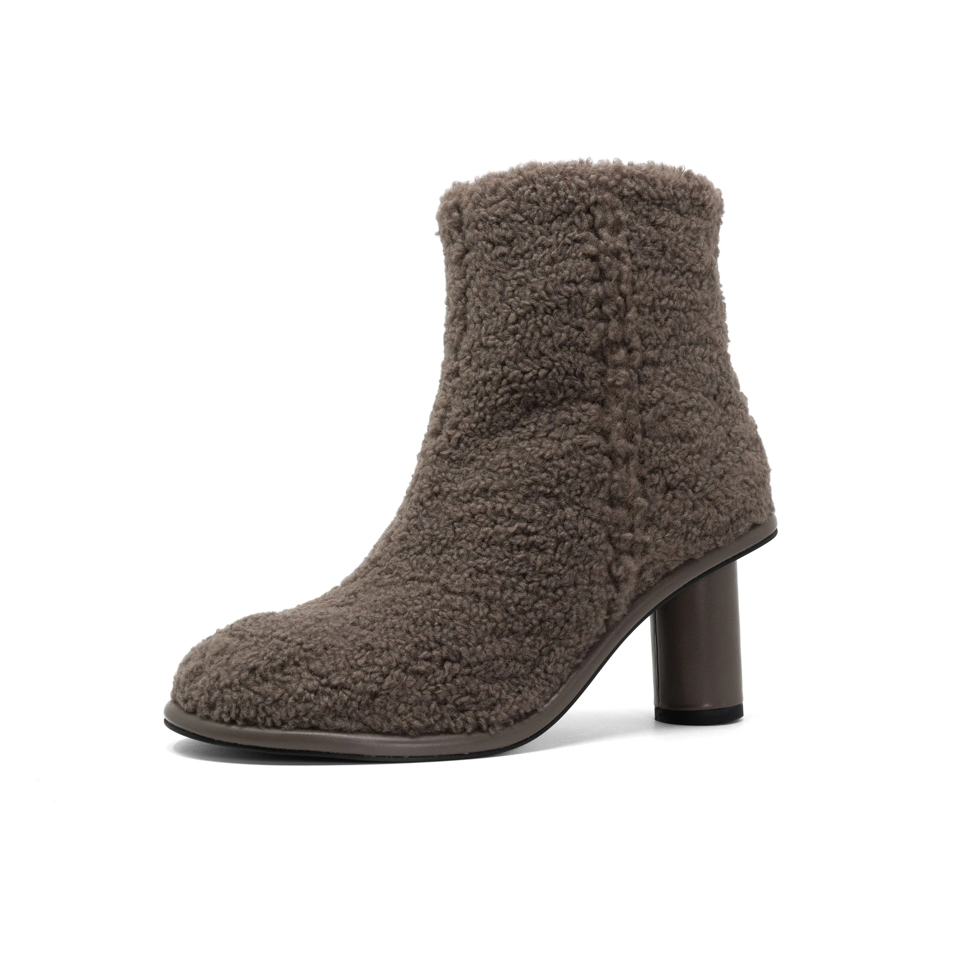 ROAM FUZZY BOOTIE TAUPE FAUX SHEARLING