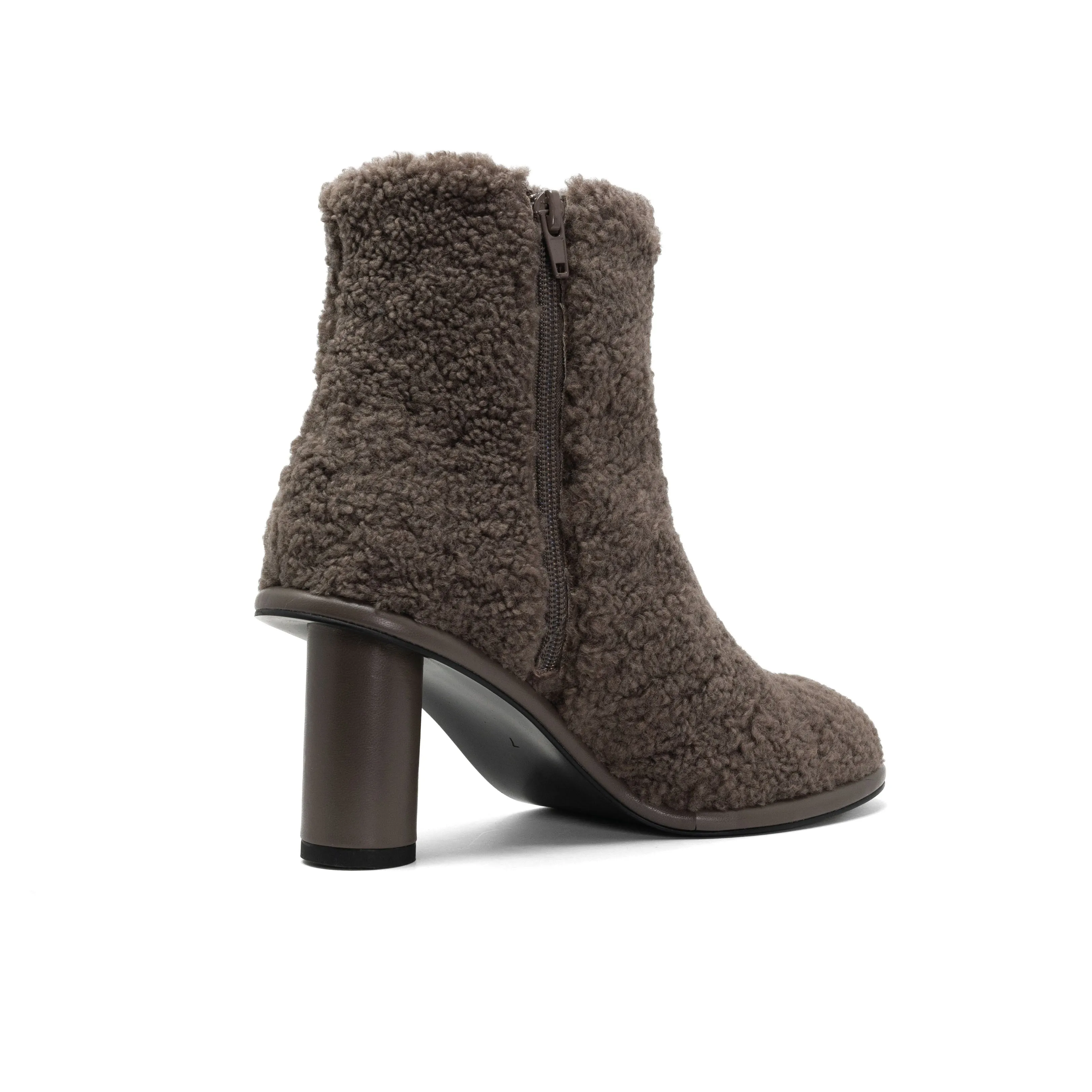 ROAM FUZZY BOOTIE TAUPE FAUX SHEARLING