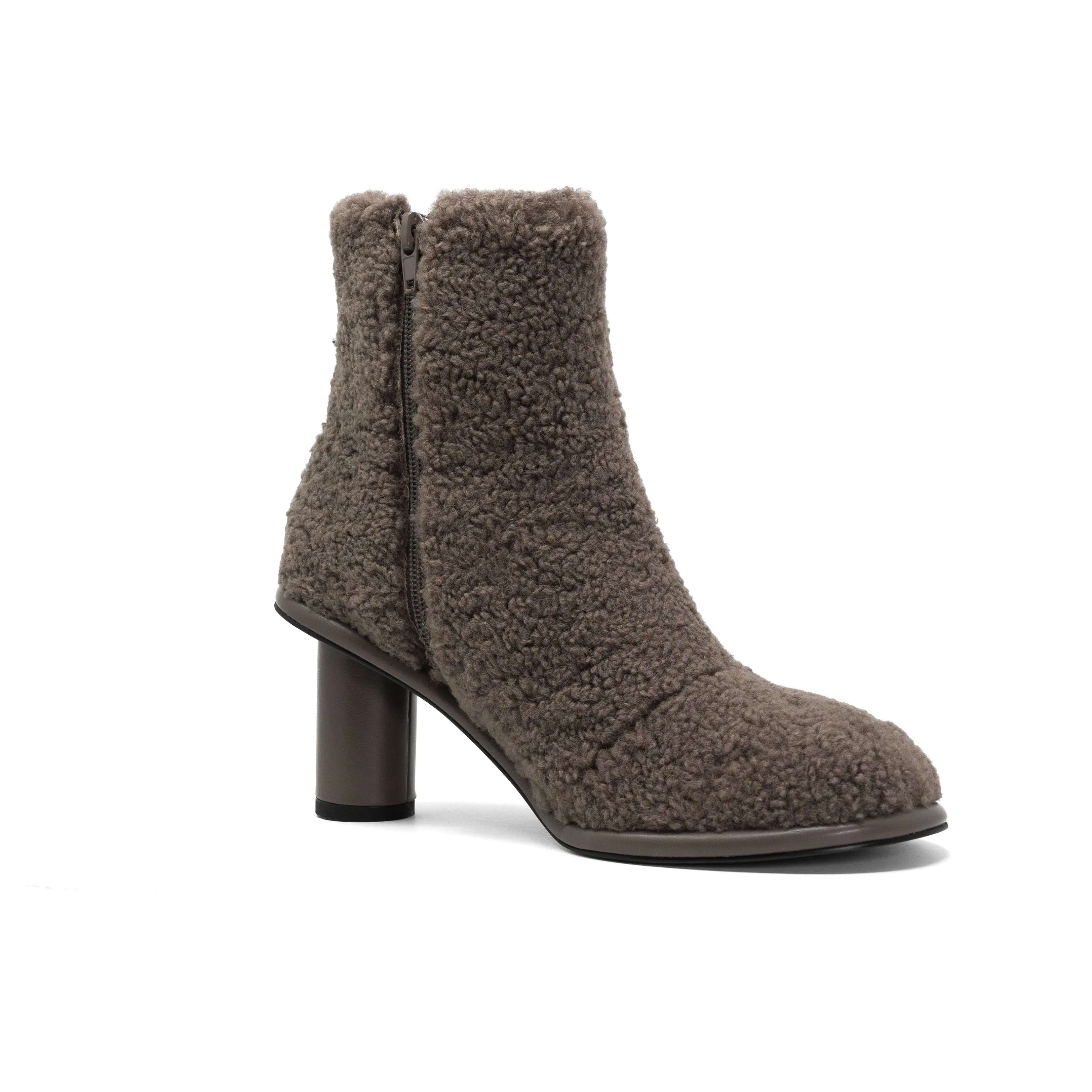 ROAM FUZZY BOOTIE TAUPE FAUX SHEARLING