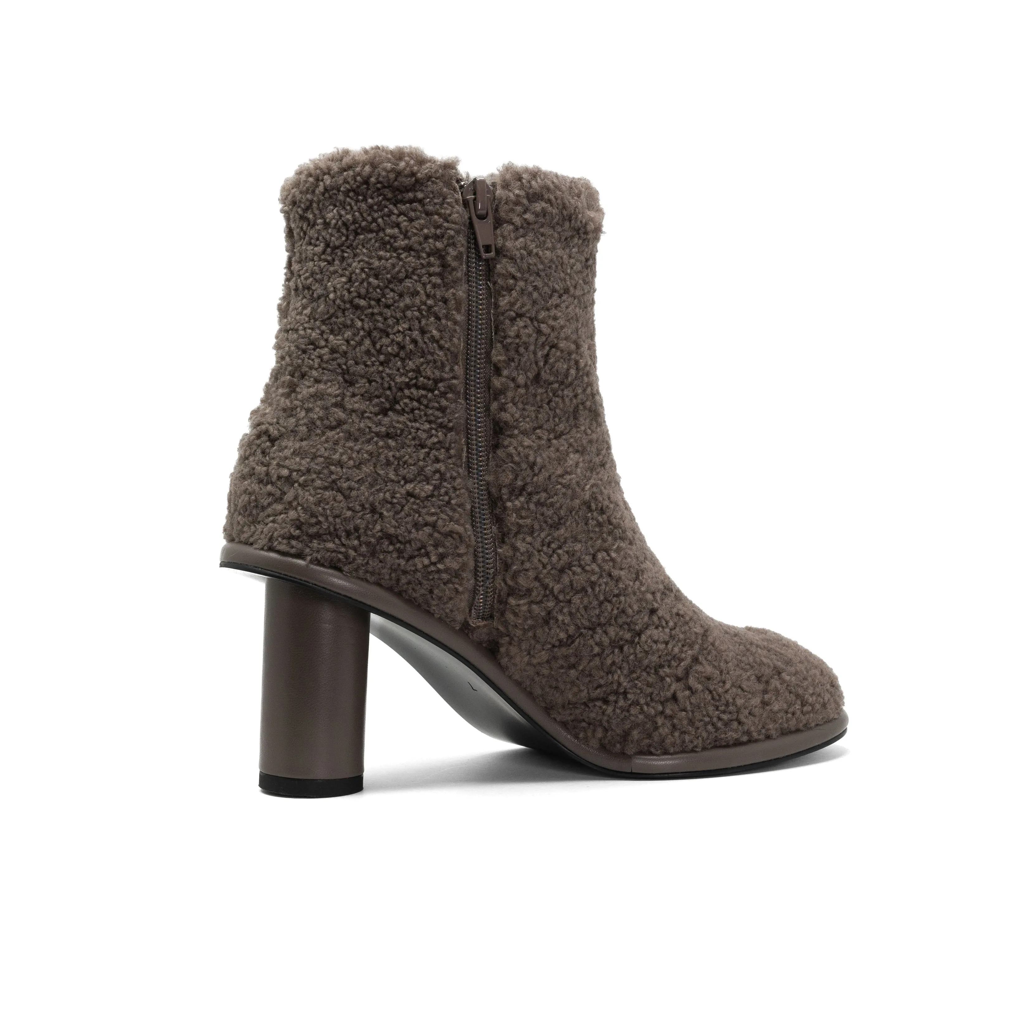 ROAM FUZZY BOOTIE TAUPE FAUX SHEARLING