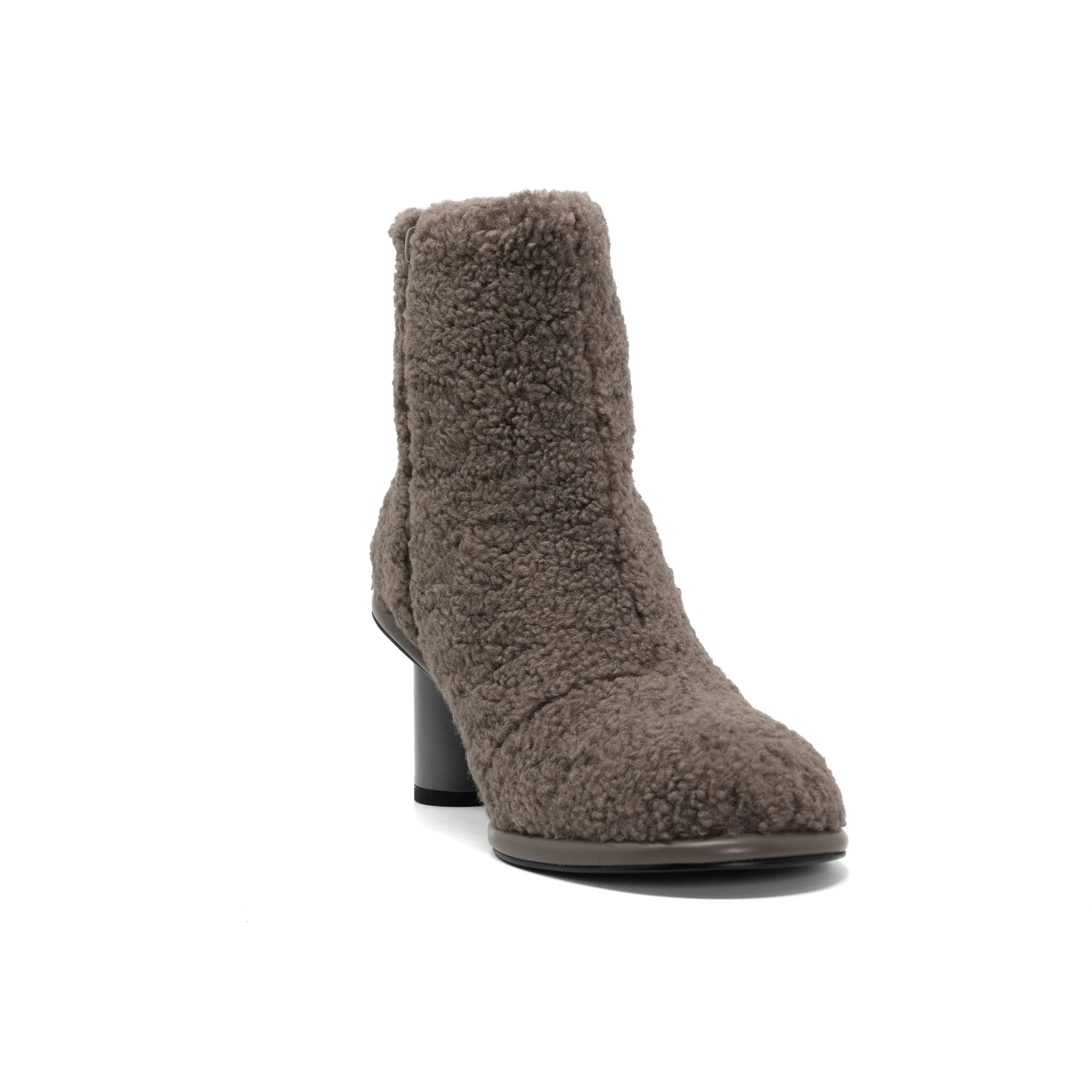 ROAM FUZZY BOOTIE TAUPE FAUX SHEARLING
