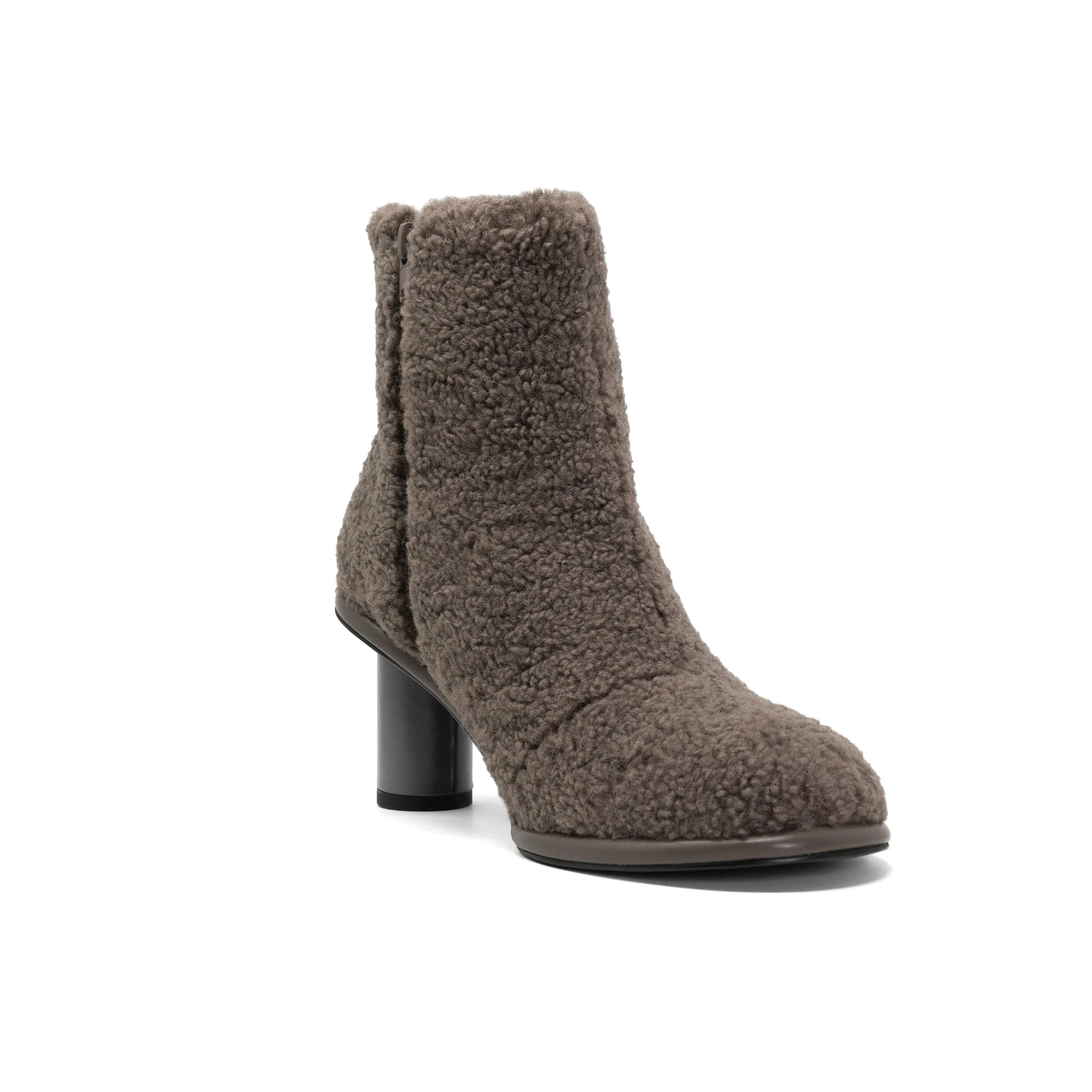 ROAM FUZZY BOOTIE TAUPE FAUX SHEARLING