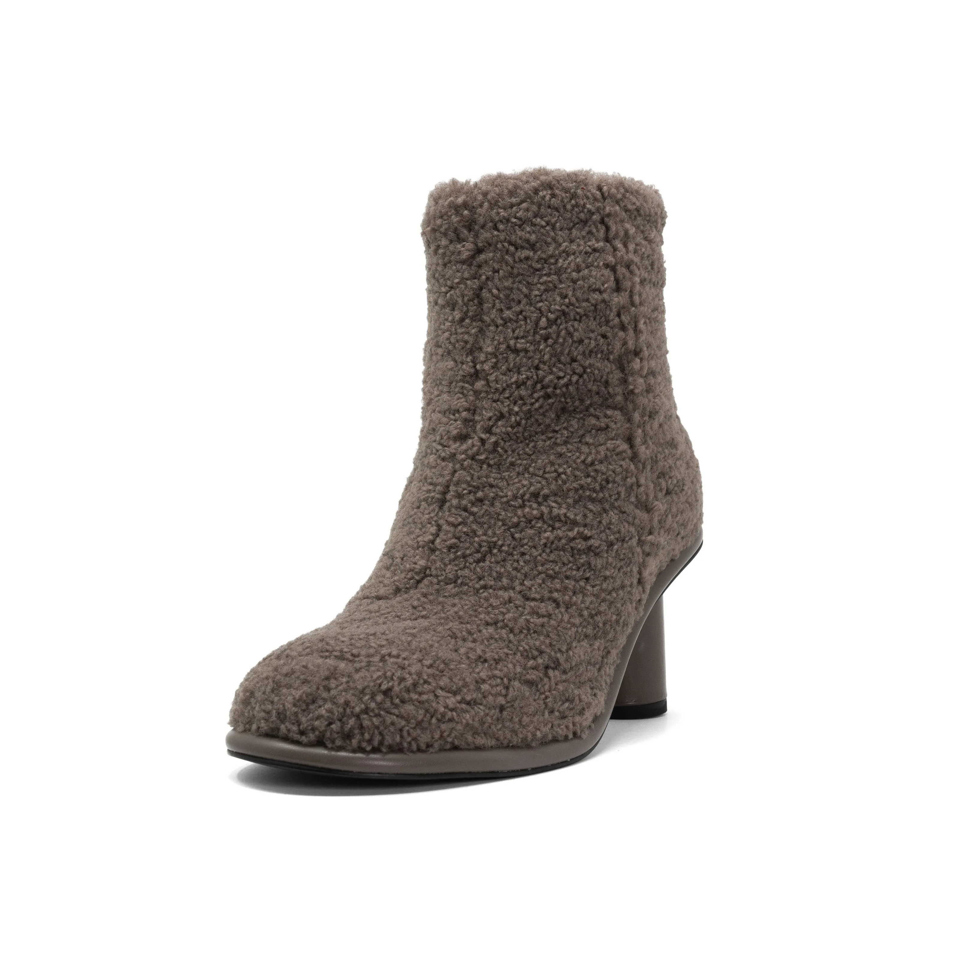 ROAM FUZZY BOOTIE TAUPE FAUX SHEARLING