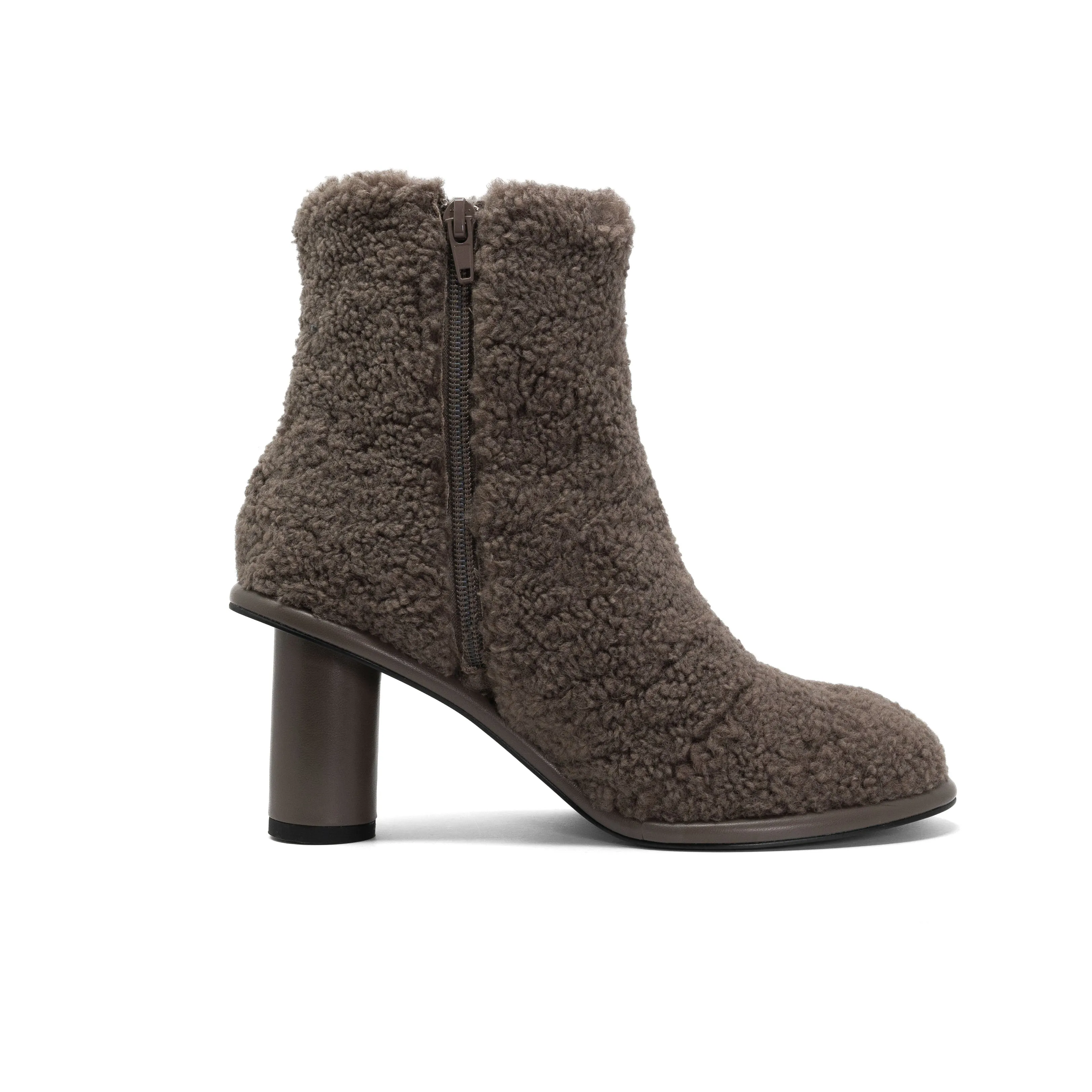 ROAM FUZZY BOOTIE TAUPE FAUX SHEARLING