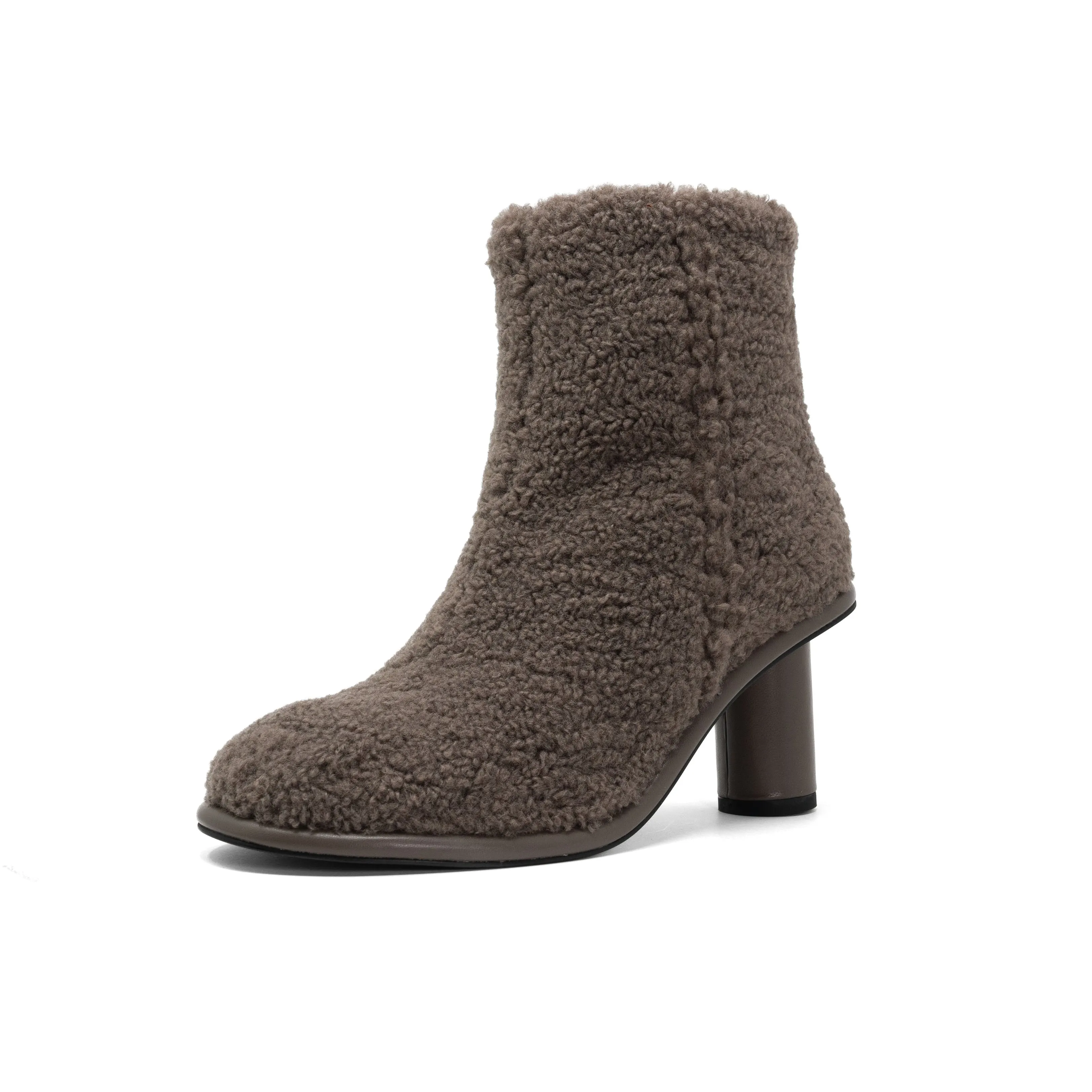 ROAM FUZZY BOOTIE TAUPE FAUX SHEARLING