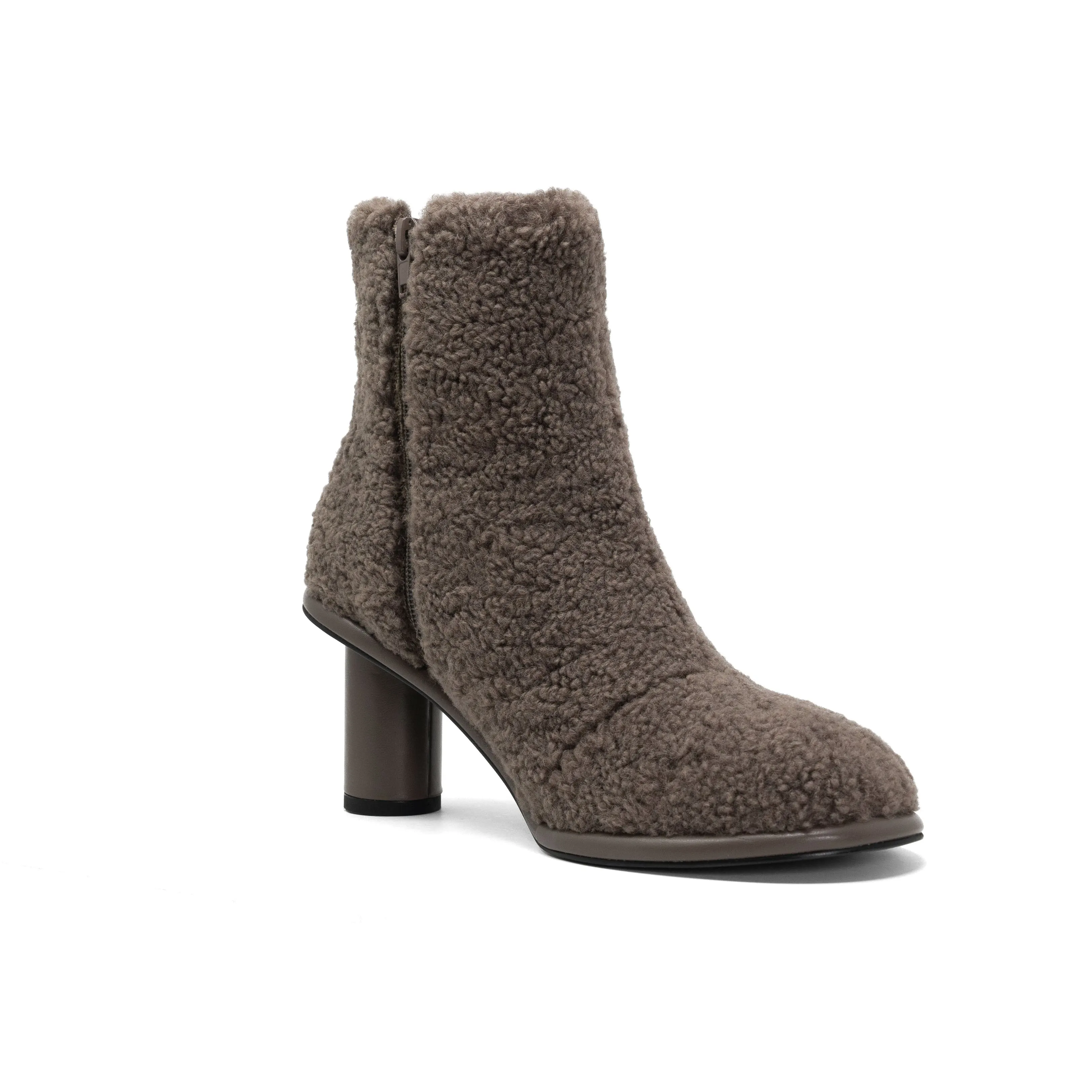 ROAM FUZZY BOOTIE TAUPE FAUX SHEARLING