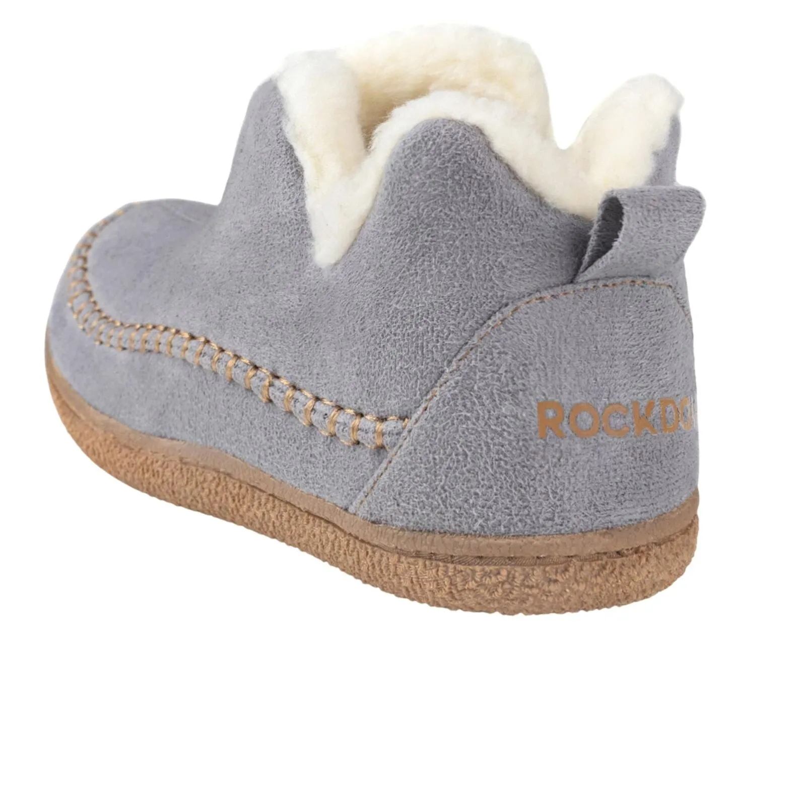 Rockdove Womens Mountainside Faux Fur Lined Ankle Bootie Slipper Cloud Gray 11