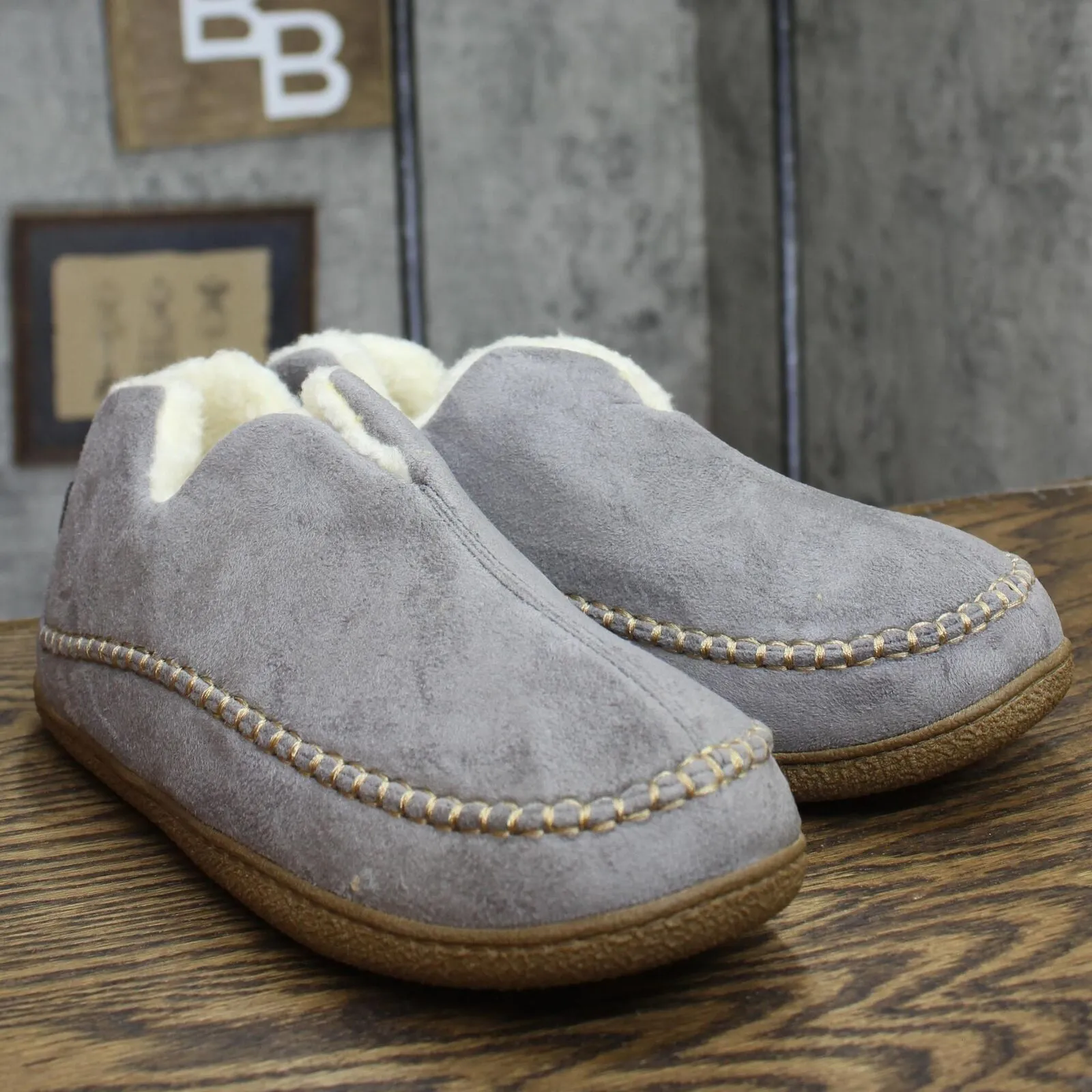 Rockdove Womens Mountainside Faux Fur Lined Ankle Bootie Slipper Cloud Gray 11