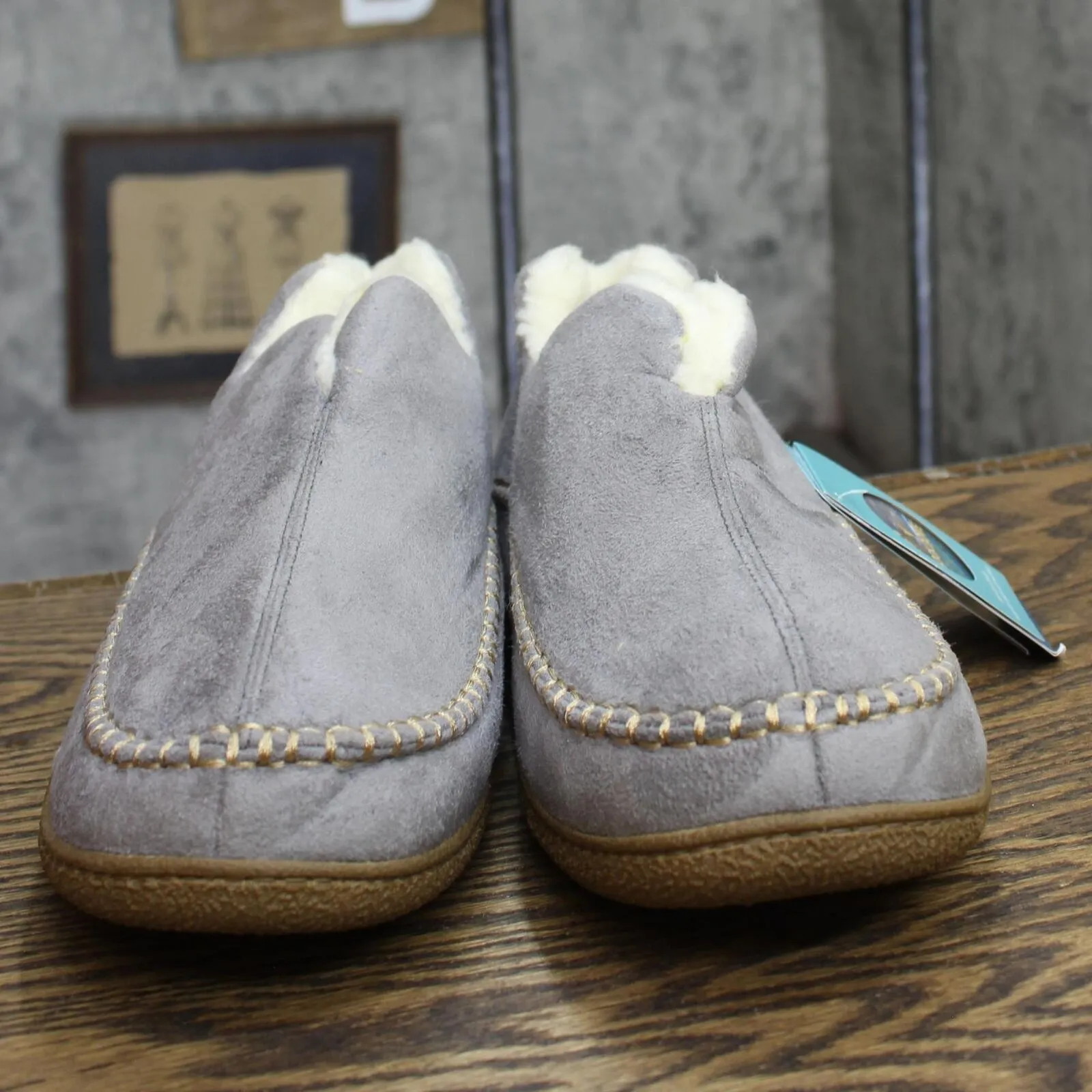 Rockdove Womens Mountainside Faux Fur Lined Ankle Bootie Slipper Cloud Gray 11