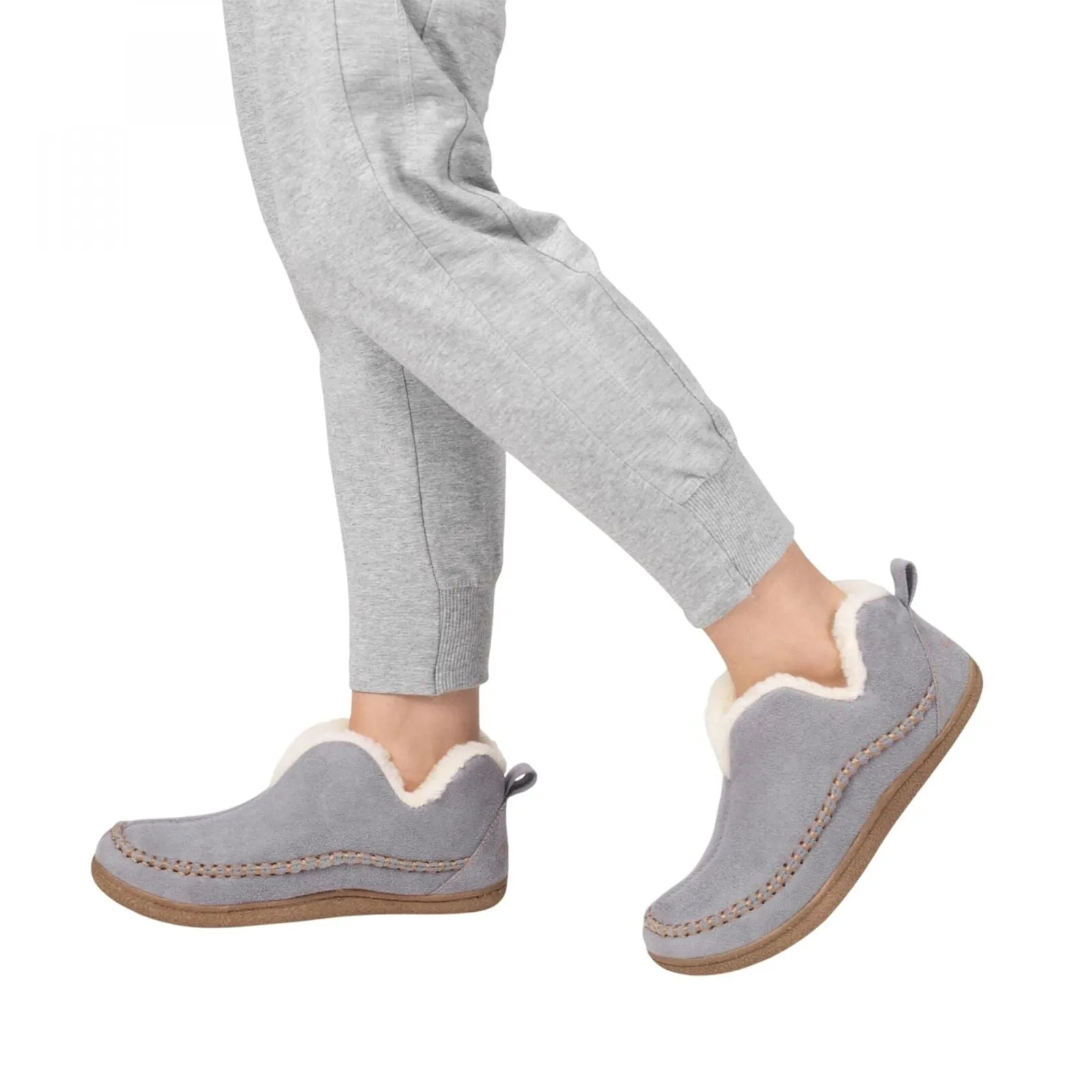 Rockdove Womens Mountainside Faux Fur Lined Ankle Bootie Slipper Cloud Gray 11