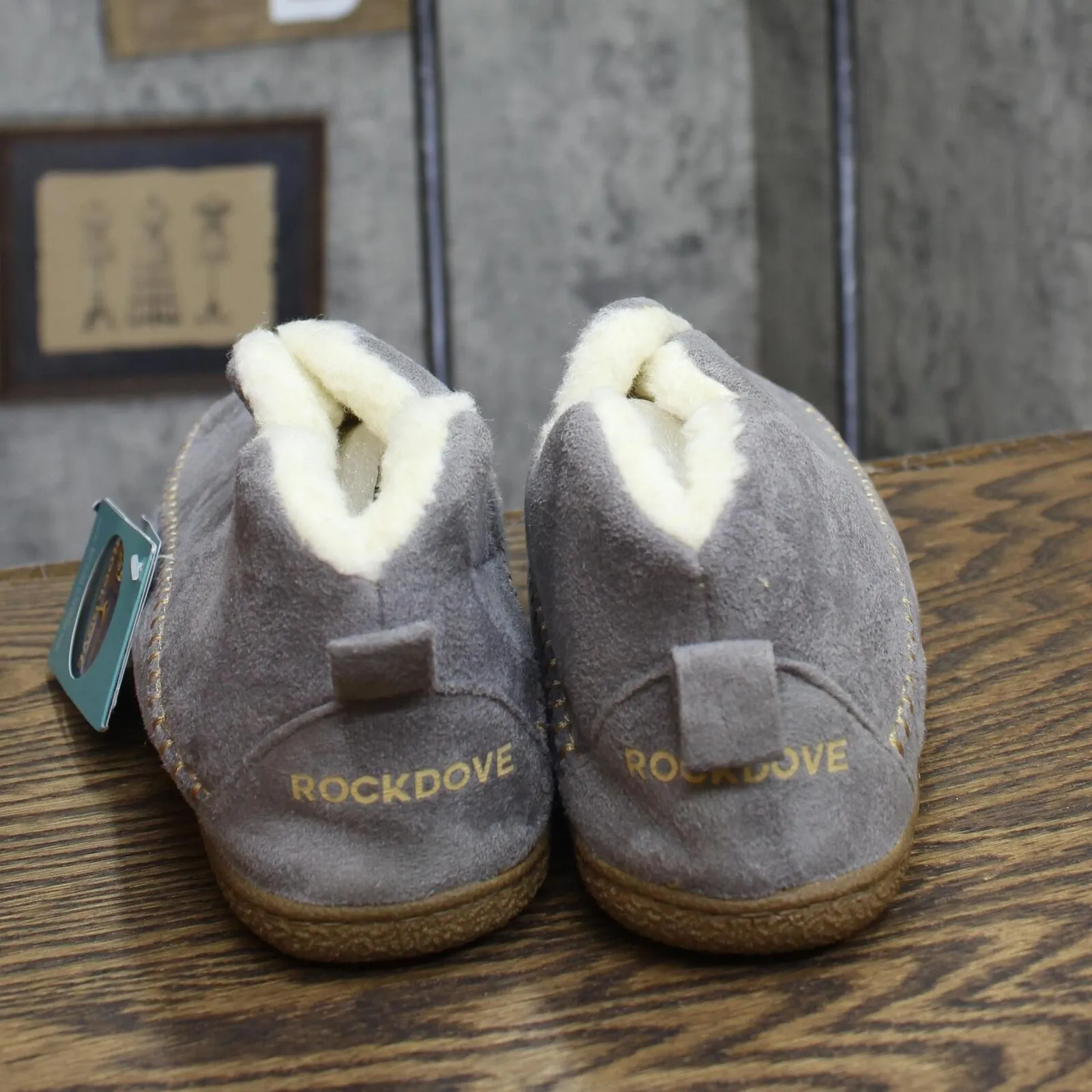 Rockdove Womens Mountainside Faux Fur Lined Ankle Bootie Slipper Cloud Gray 11