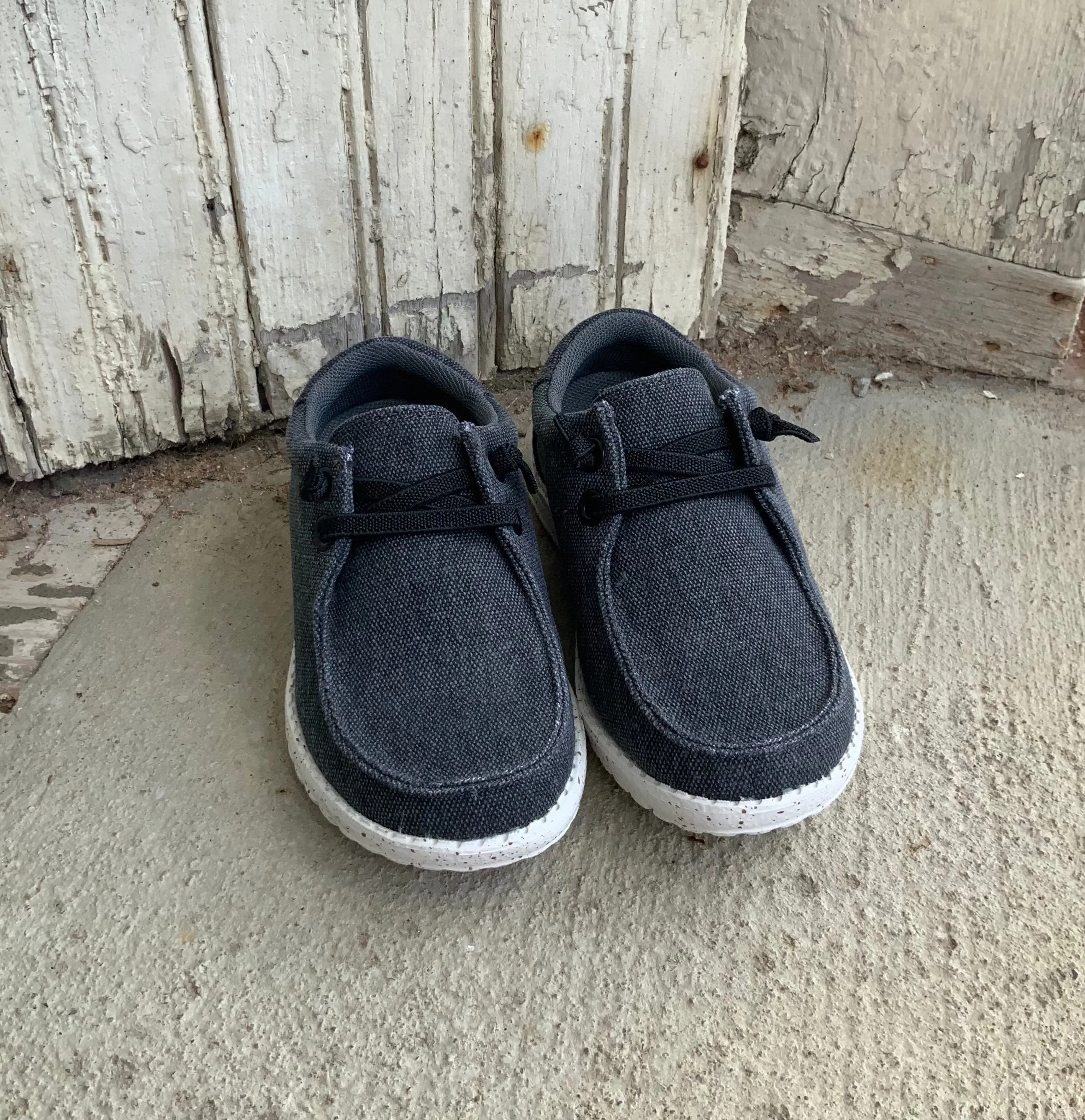 Roper Children/Youth Hang Loose Black Canvas Slip On Laced Shoe 1793-2966