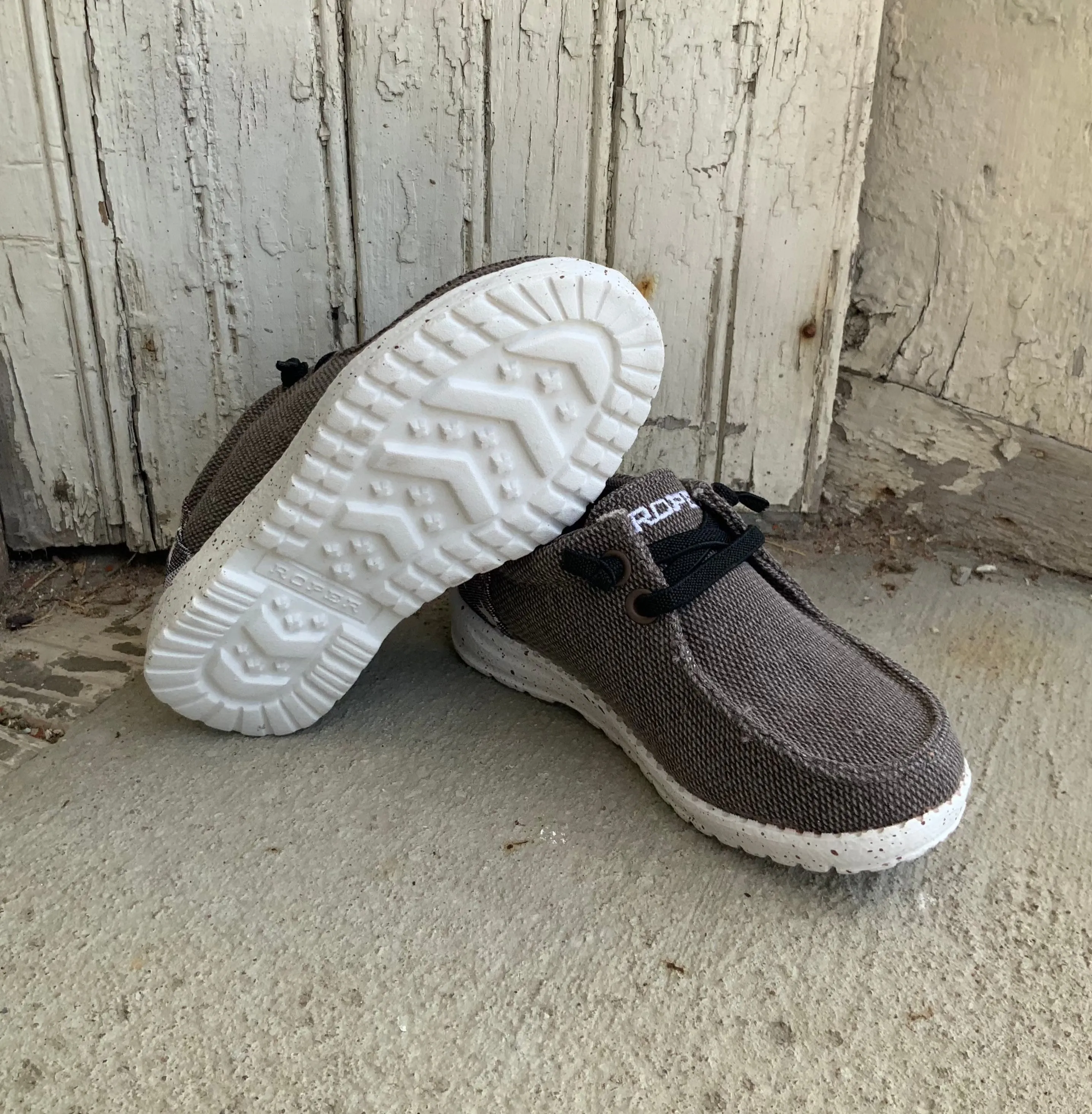 Roper Children/Youth Hang Loose Brown Canvas Slip On Laced Shoe 1793-2981