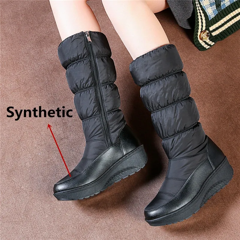 Round Toe Female Snow Boots Side Zipper Platforms