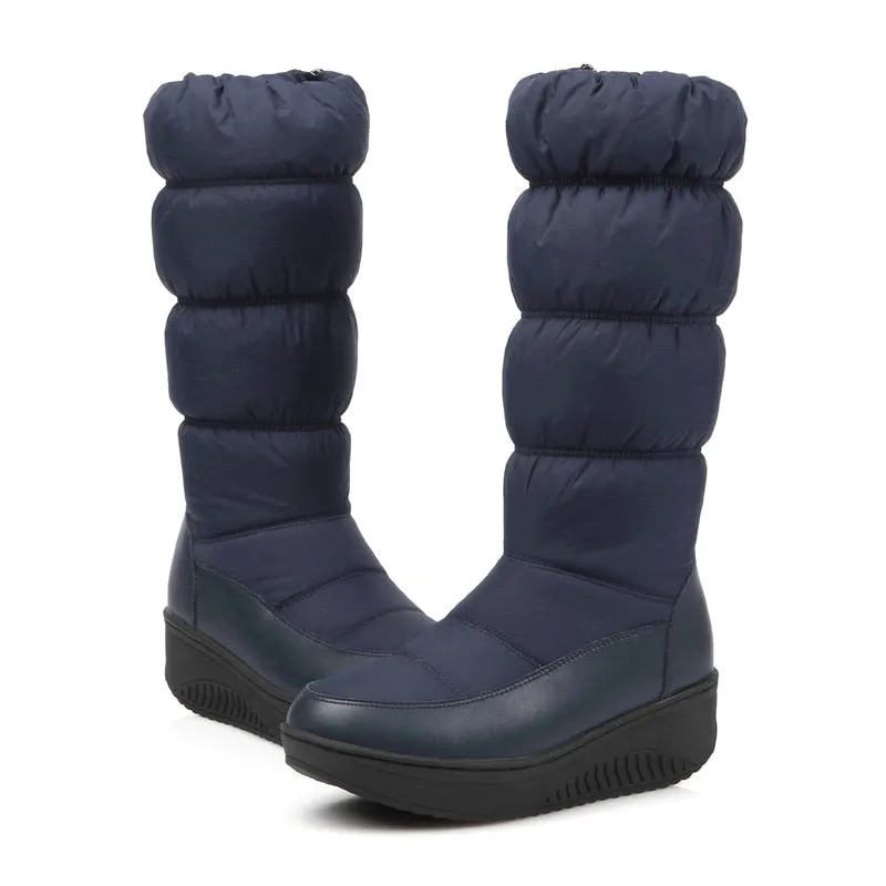 Round Toe Female Snow Boots Side Zipper Platforms